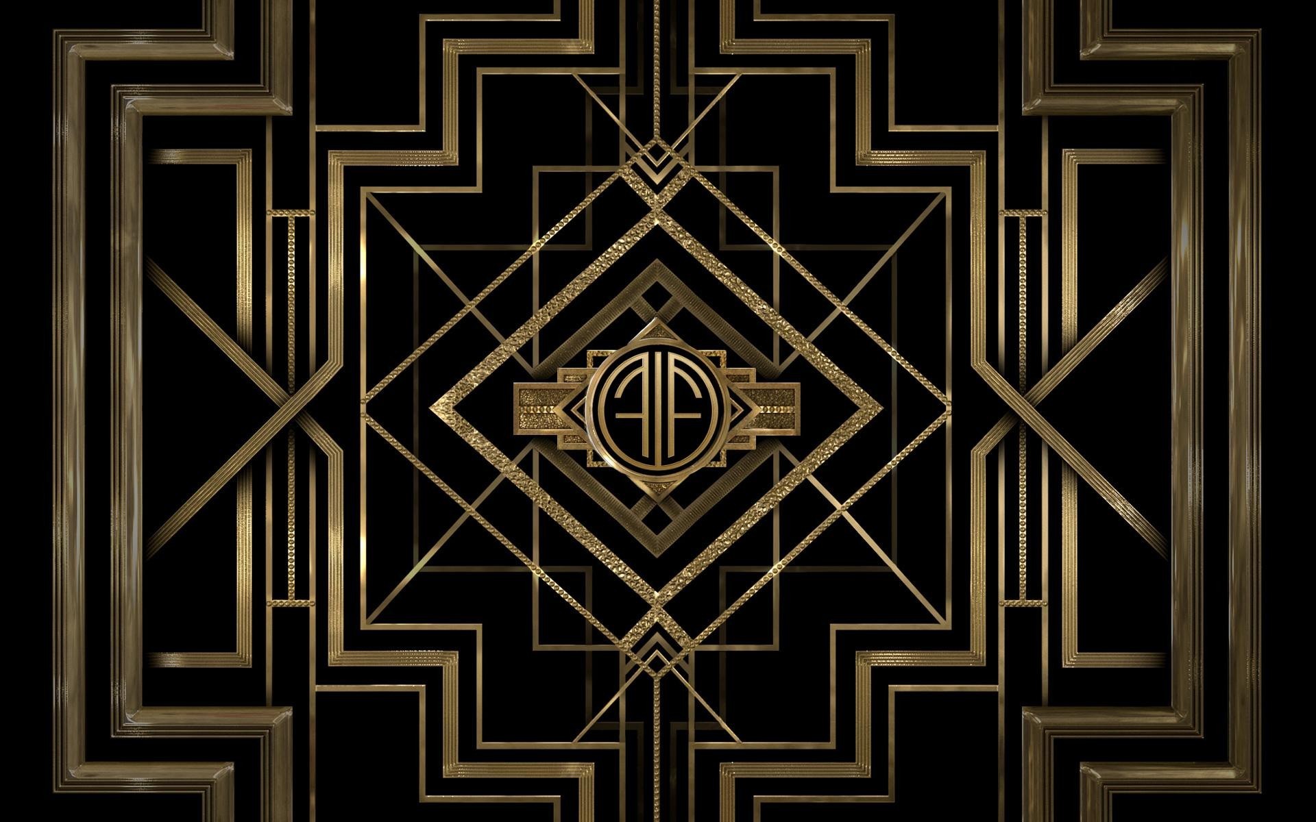 Minimalism Pattern Digital Art Black Gold The Great Gatsby Art Deco Movie Poster 1920x1200