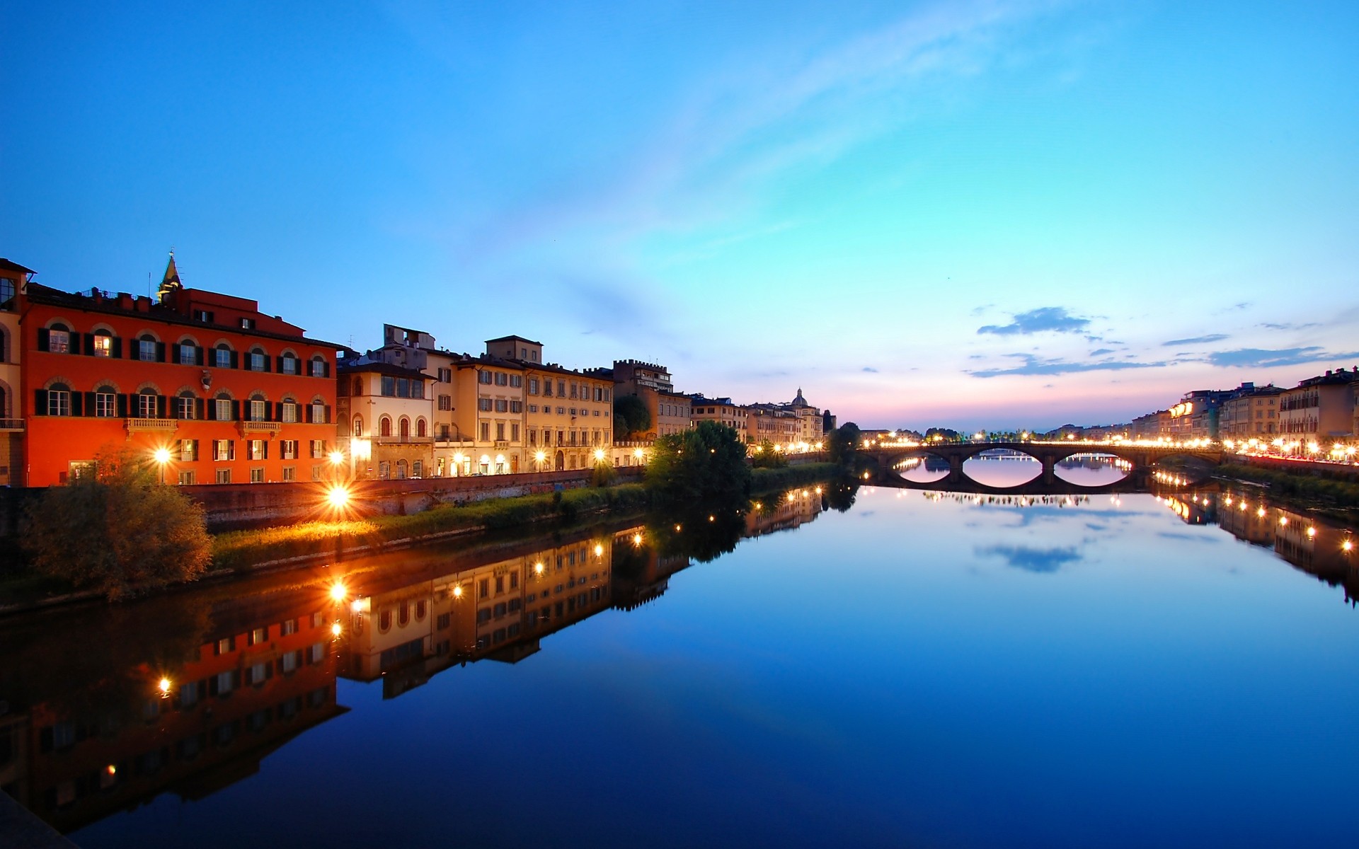 Cityscape Water Florence Italy Arno River 1920x1200