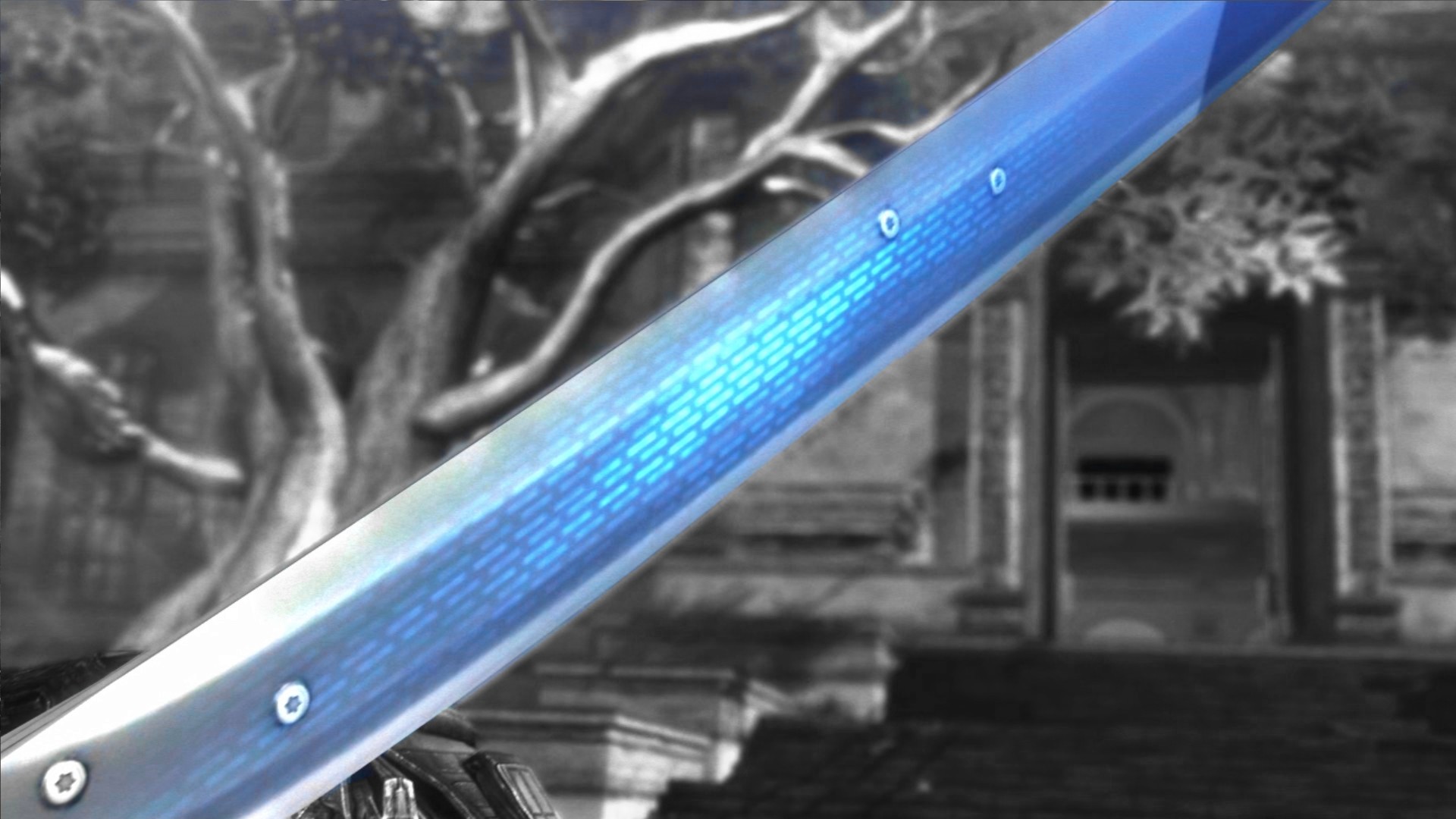 Metal Gear Rising Revengeance Raiden Ninja Robots Sword Glowing Monochrome Cyborg Katana Blue 1920x1080