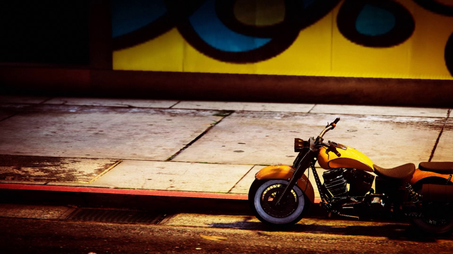 Grand Theft Auto V Grand Theft Auto Online Rockstar Games Motorcycle Chopper Graffiti Street 1920x1080