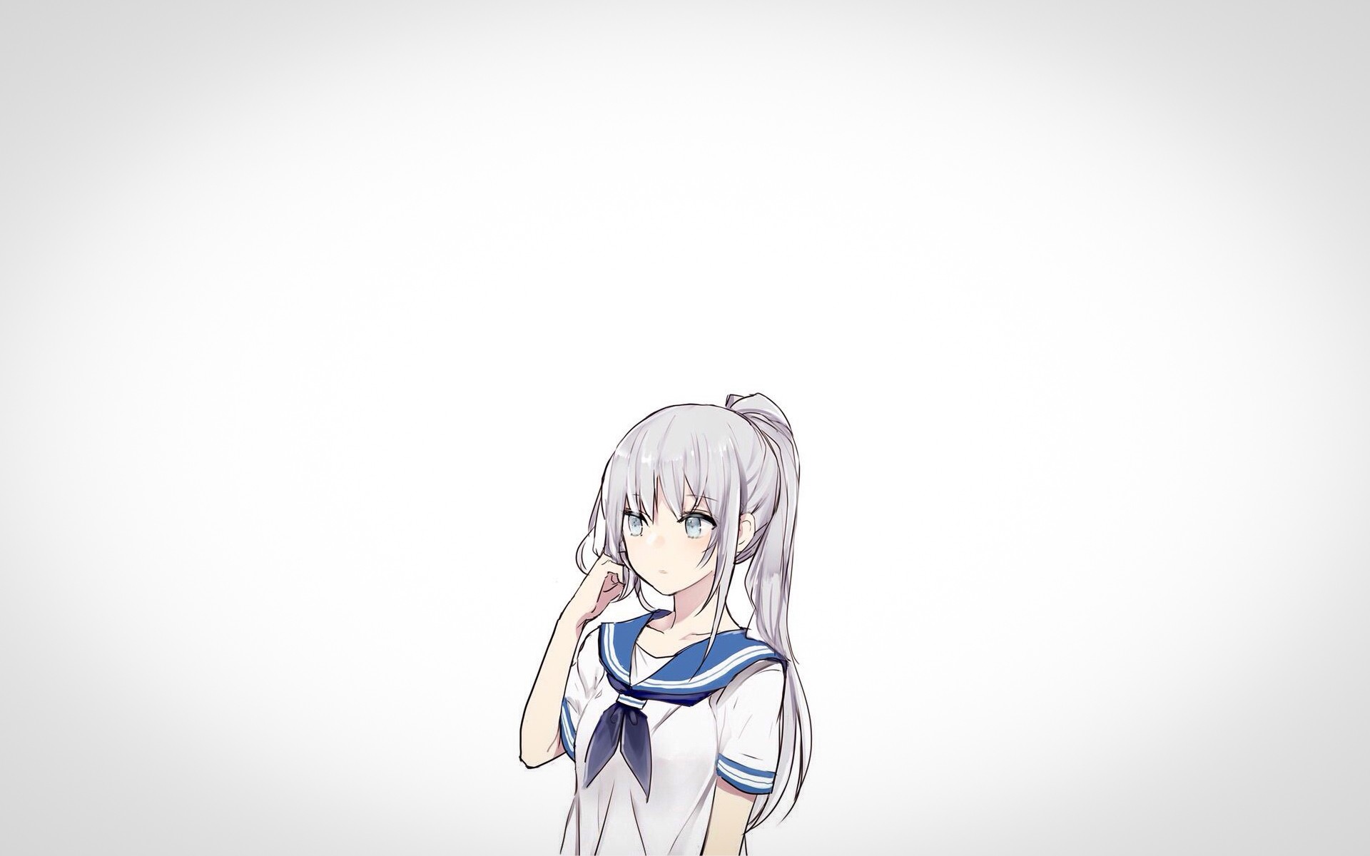 White Hair Anime Girls Sailor Uniform 1920x1200