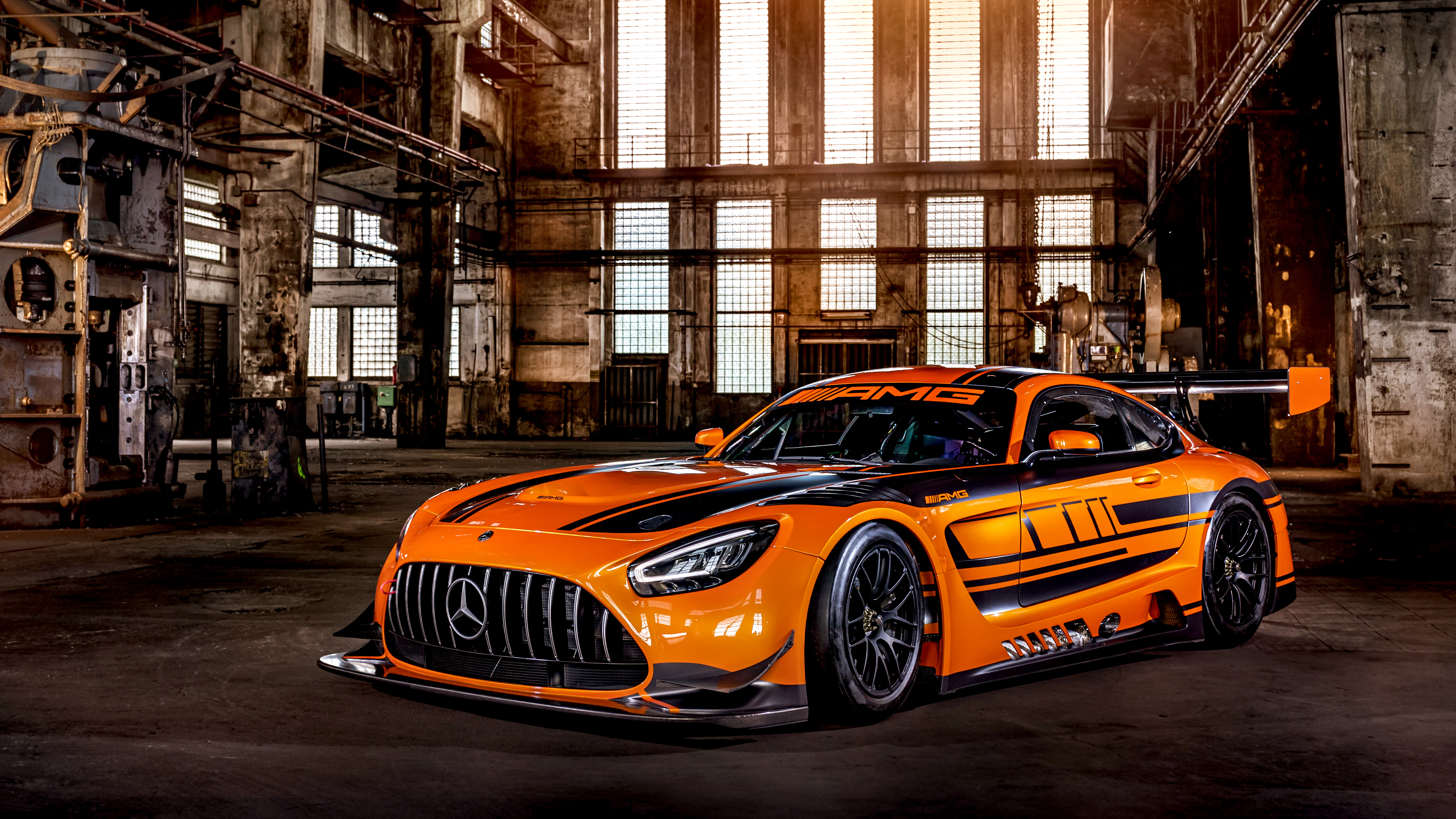 Mercedes AMG AMG Line Car Racer Race Cars Supercars Orange Cars Factories 5120x2880