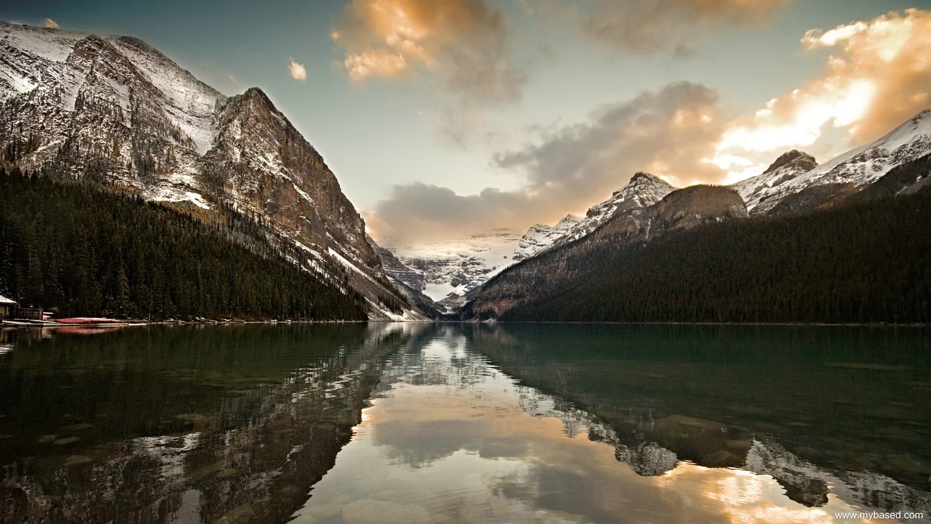 Mountains Lake Snow Lake Louise Canada Lake Landscape Nature Water Nature Landscape Clouds Mountains 1920x1080