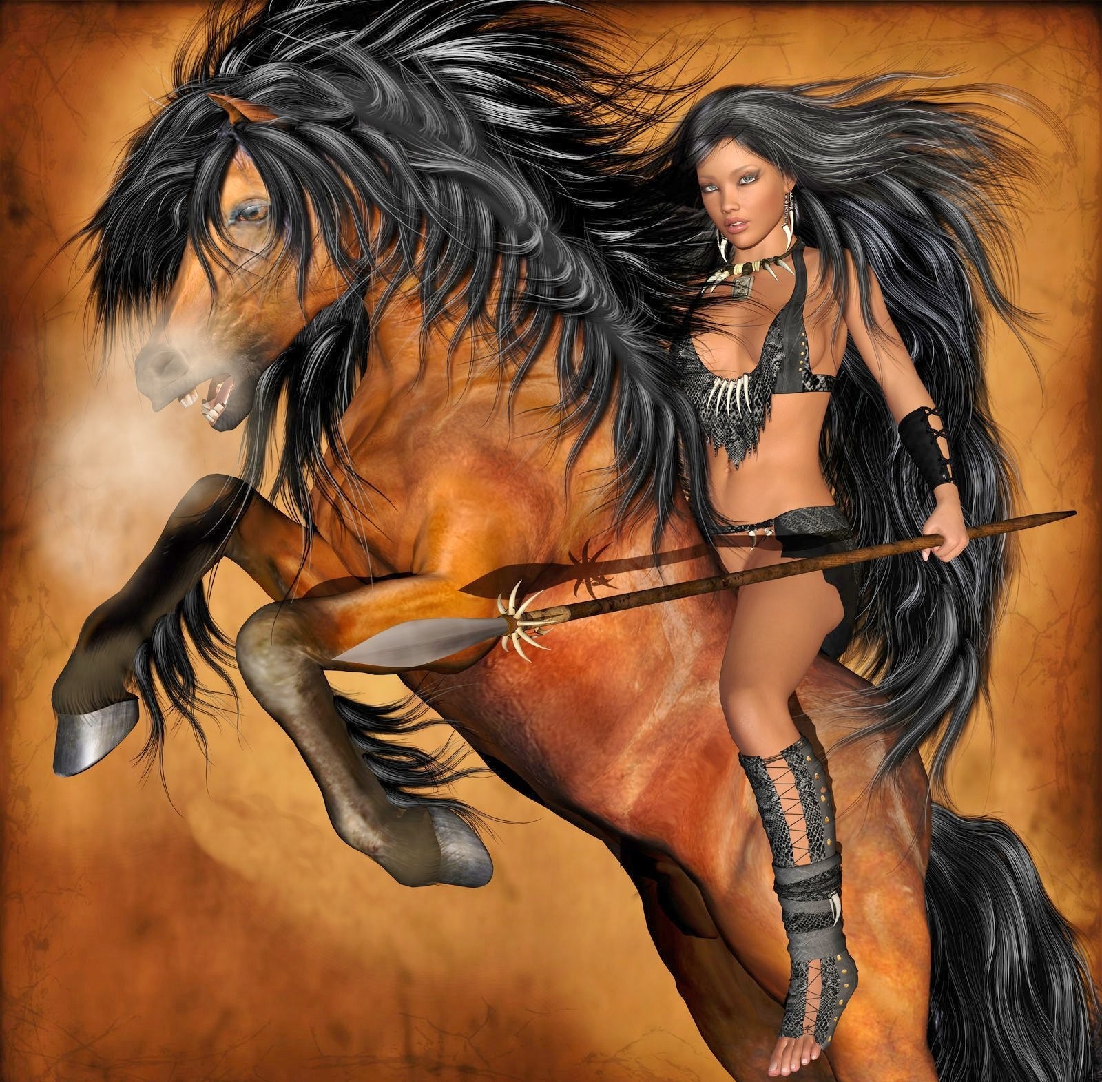 War Horse Women Fantasy Art 1600x1571