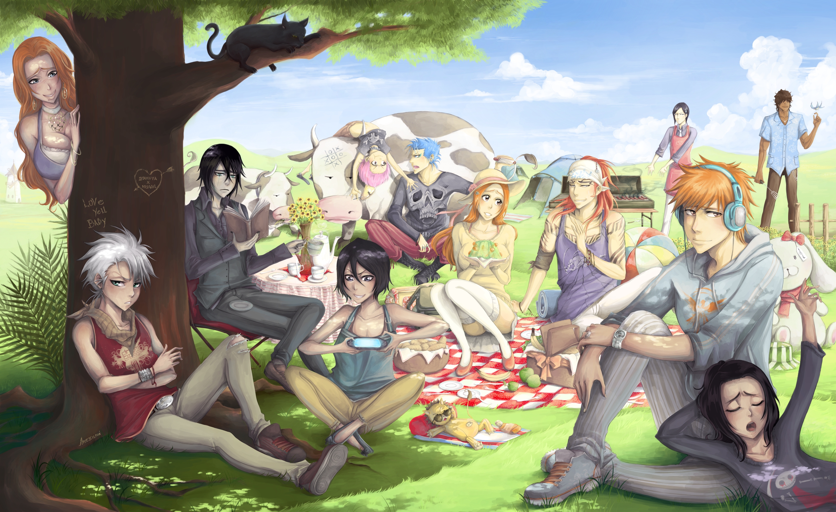 Rangiku Matsumoto T Shir Hitsugaya Ulquiorra Cifer Yachiru Kusajishi Grimmjow Jaegerjaquez Yoruichi  2932x1798