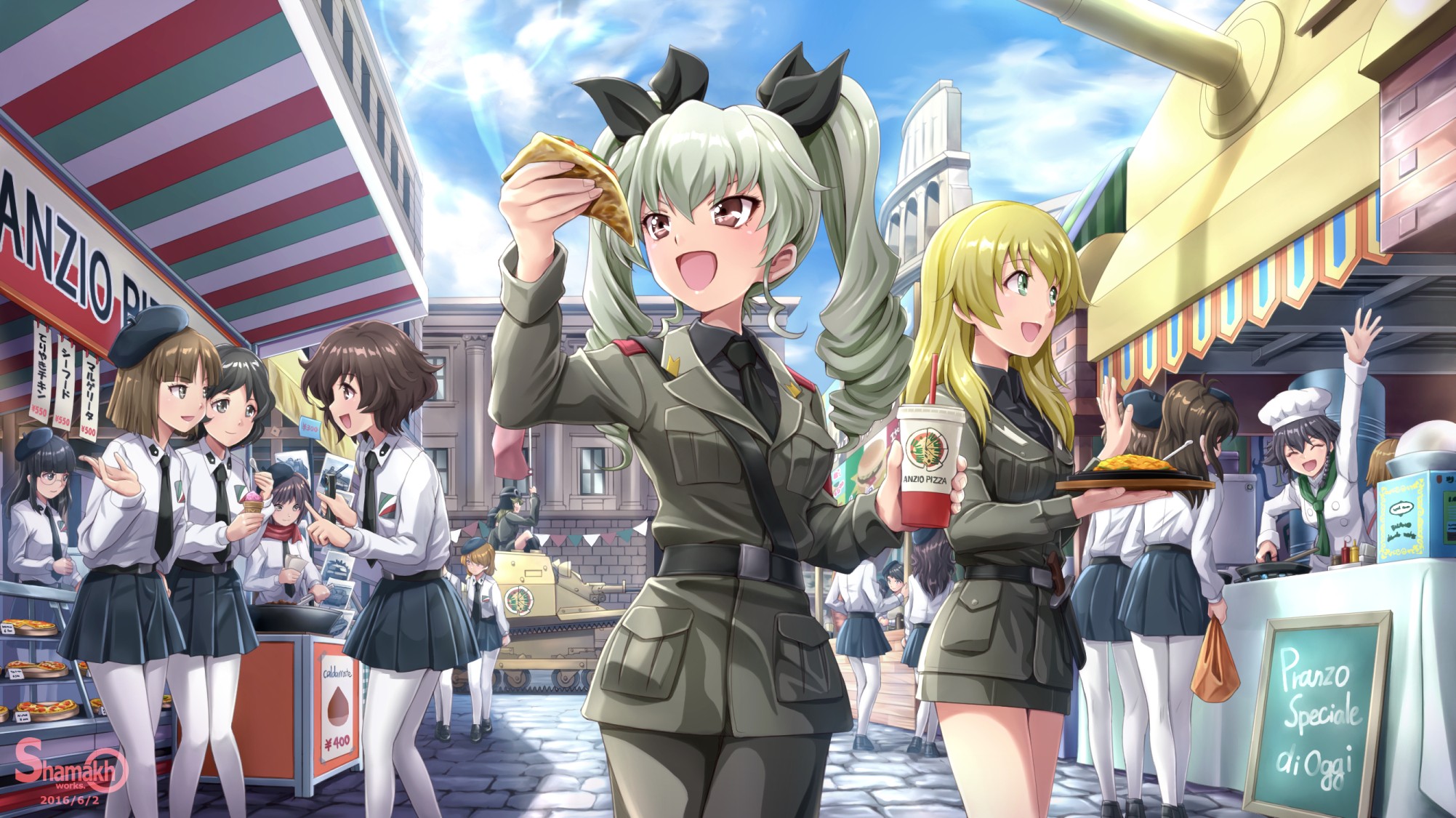 Anime Anime Girls Girls Und Panzer Akiyama Yukari Anchovy Girls Und Panzer Carpaccio Girls Und Panze 2003x1125