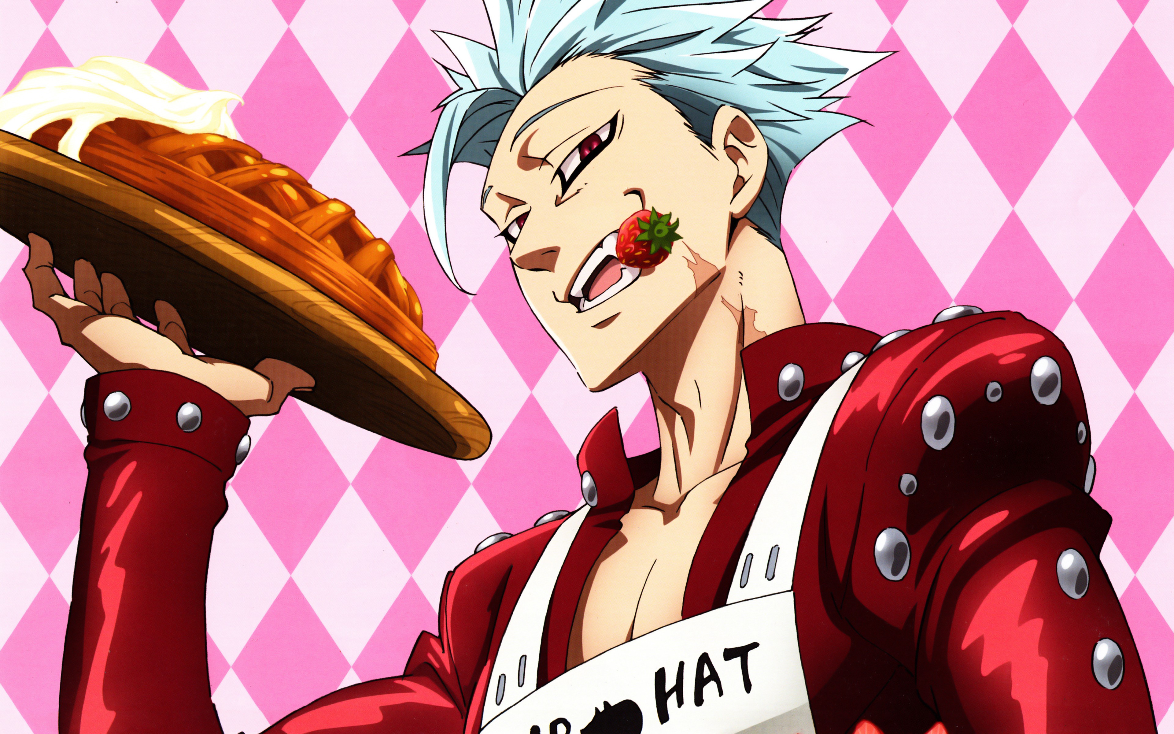 Nanatsu No Taizai Ban Character Anime Boys Cake Strawberries Anime 3840x2400
