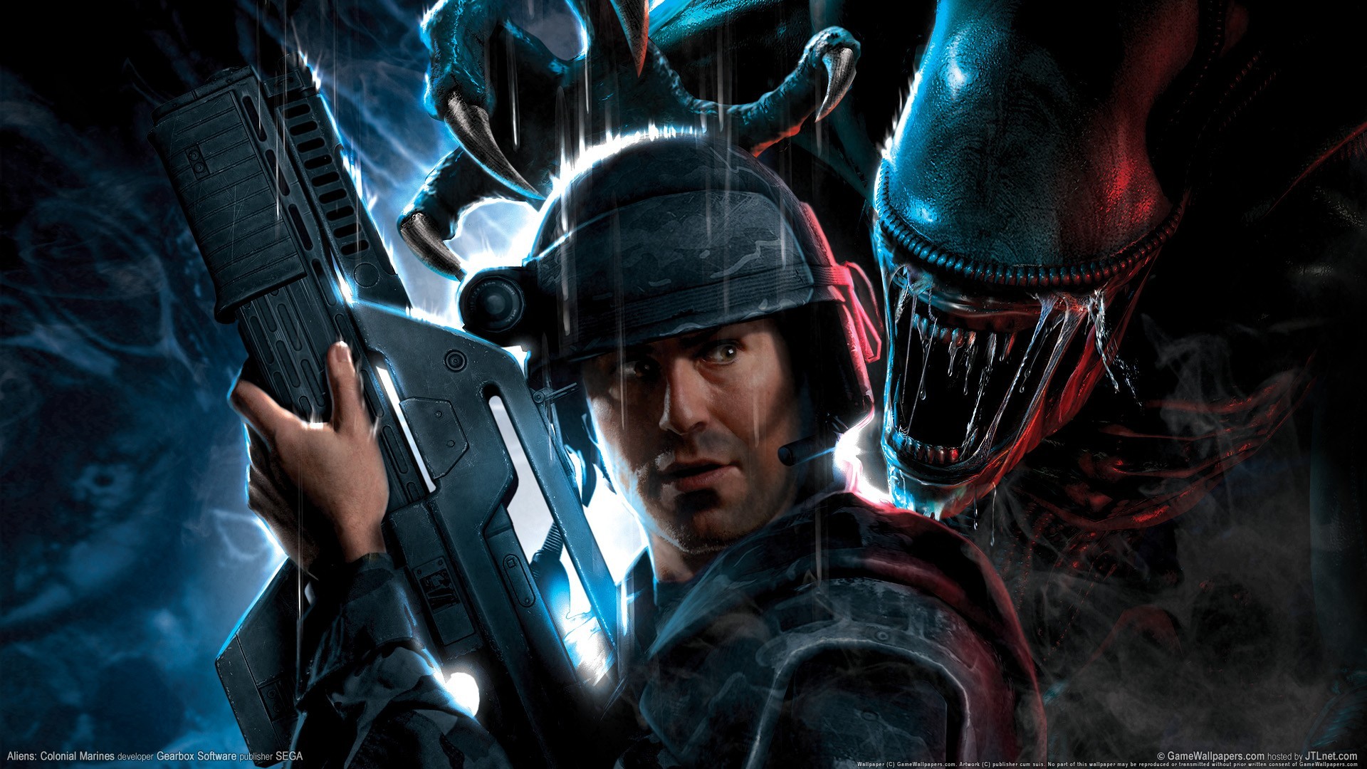 Video Games Aliens Colonial Marines Xenomorph Weapon Horror Science Fiction Video Game Art 1920x1080