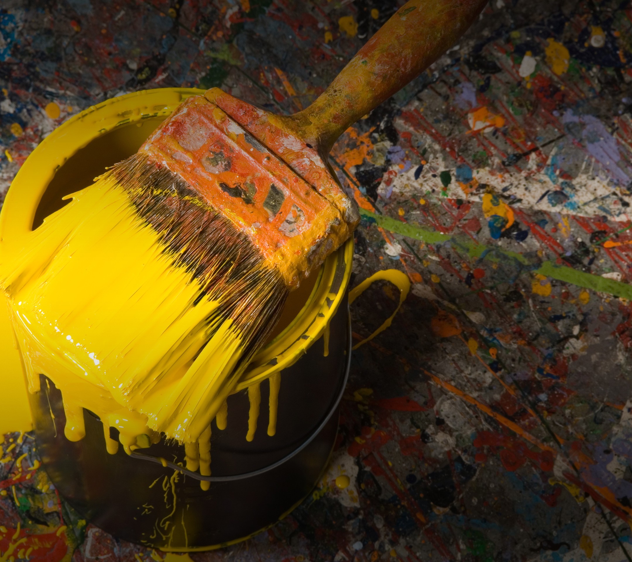 Painting Paint Splatter Paintbrushes Paint Can Yellow 2160x1920