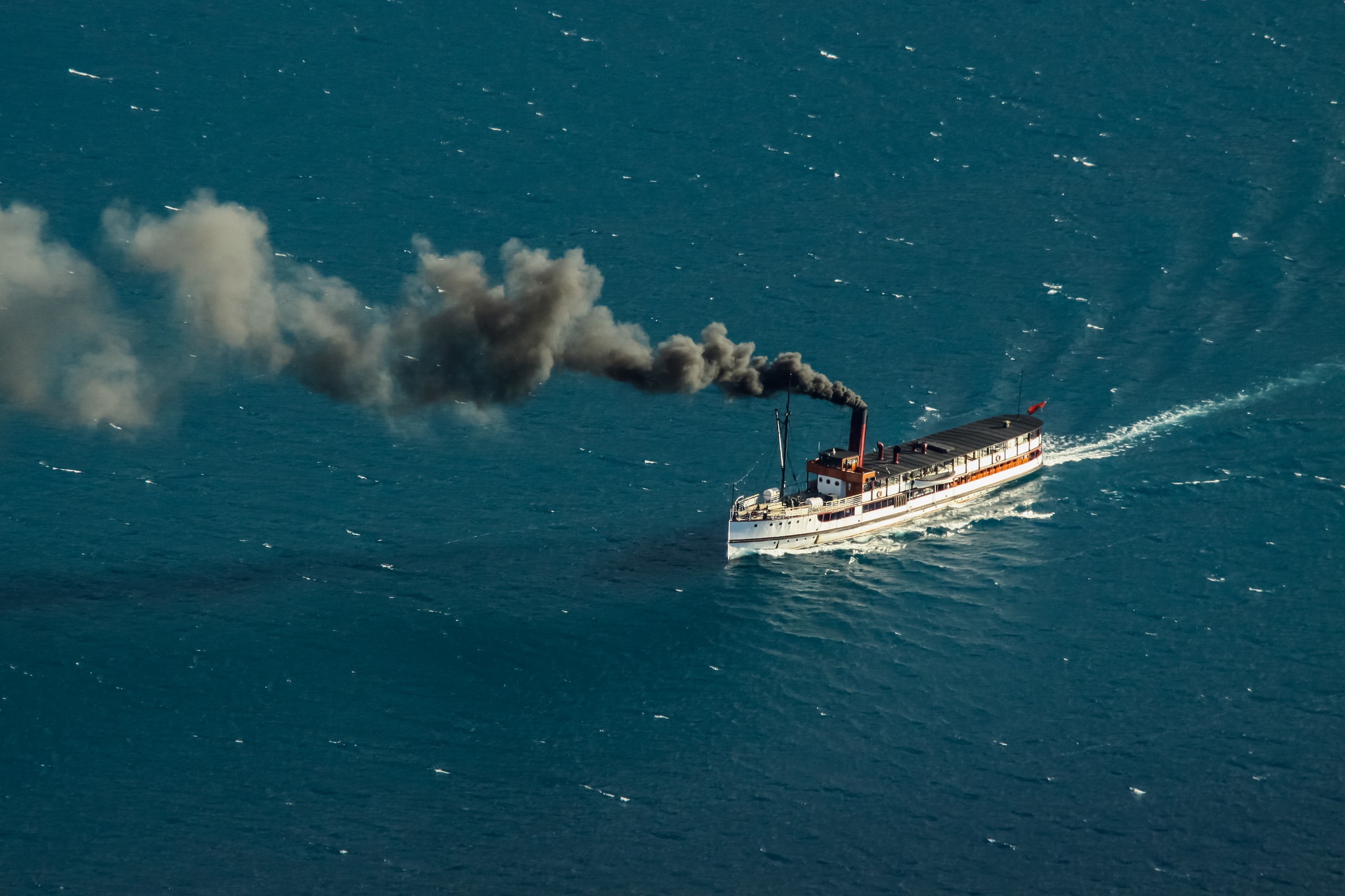 Steamboat Boat Smoke Ocean 2048x1365