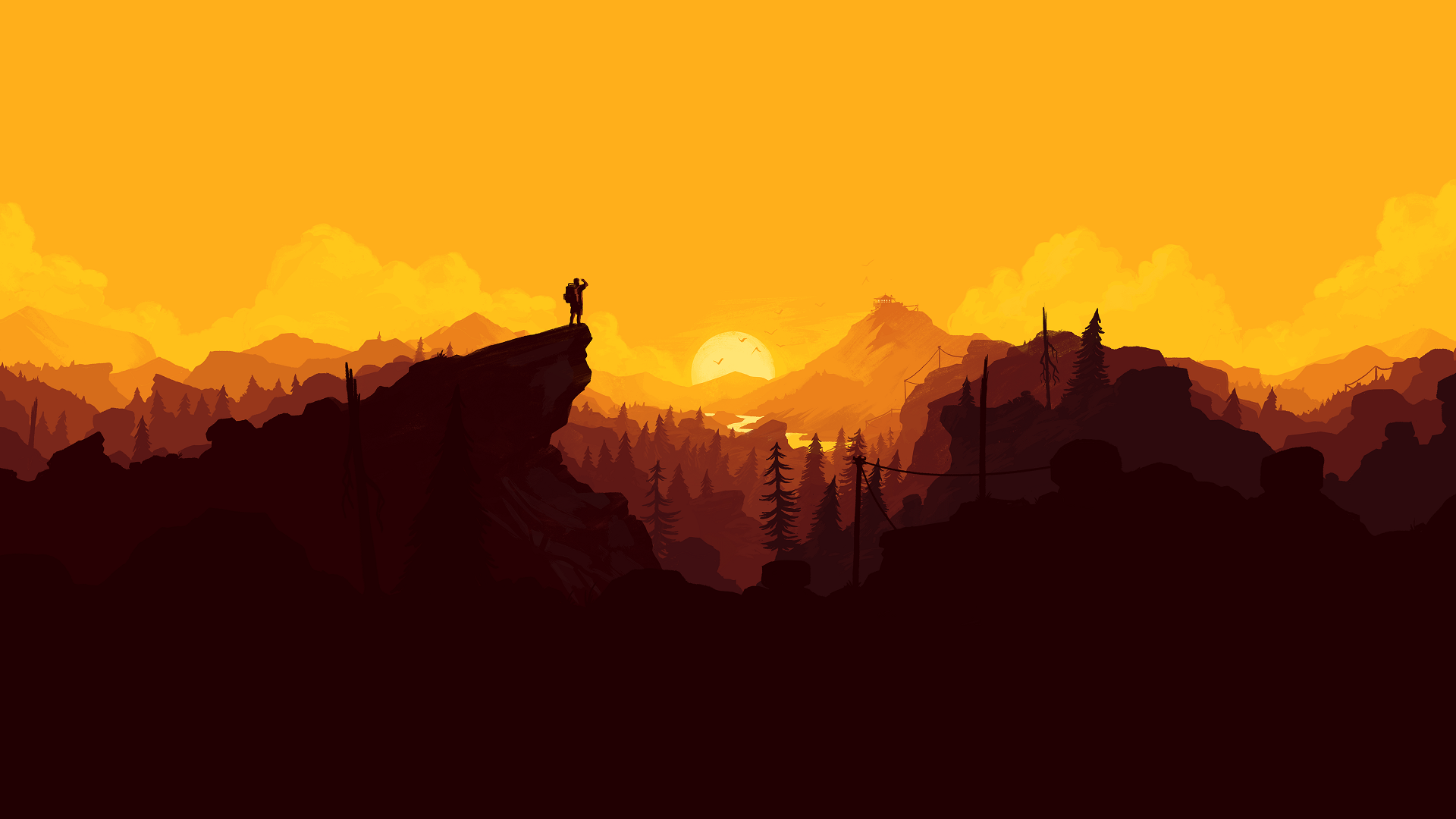 Artwork Freedom Yellow Olly Moss Firewatch Video Games Video Game Art 1920x1080