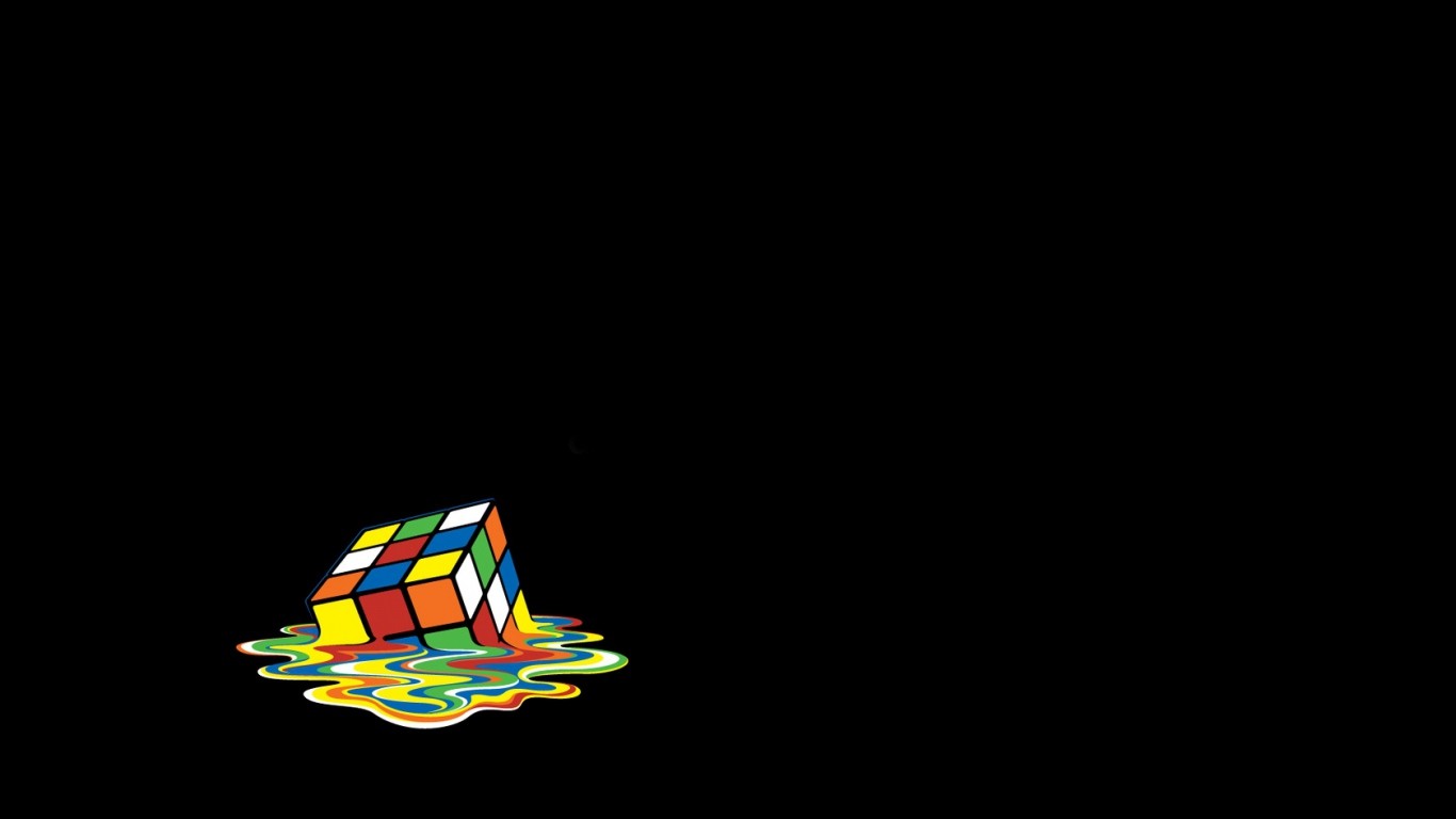 Rubiks Cube Melting Artwork Minimalism Cube 1366x768