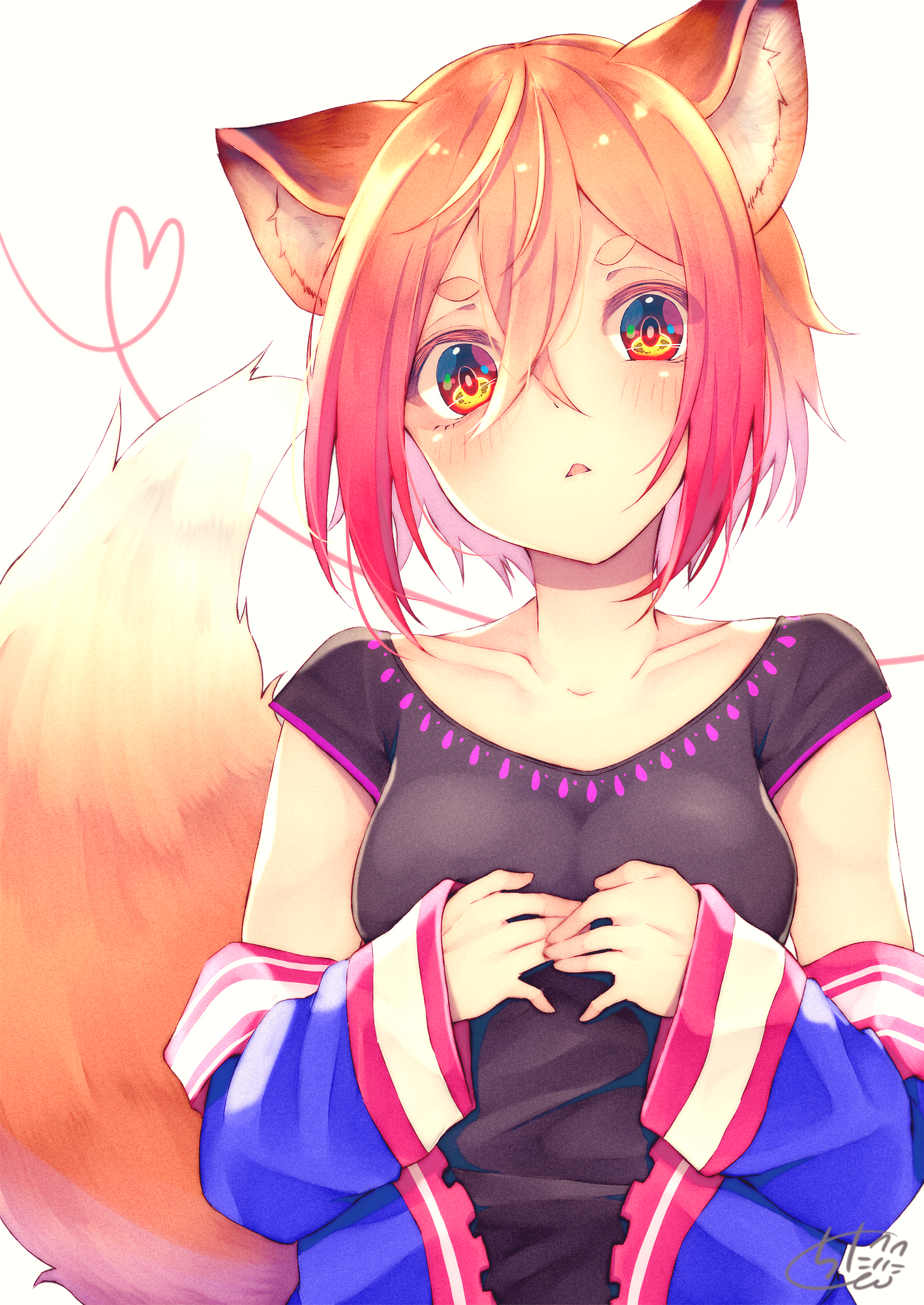 Anime Girls Original Characters Fantasy Girl Fox Girl Foxy Ears Looking At Viewer Blushing Tail Port 1417x2000