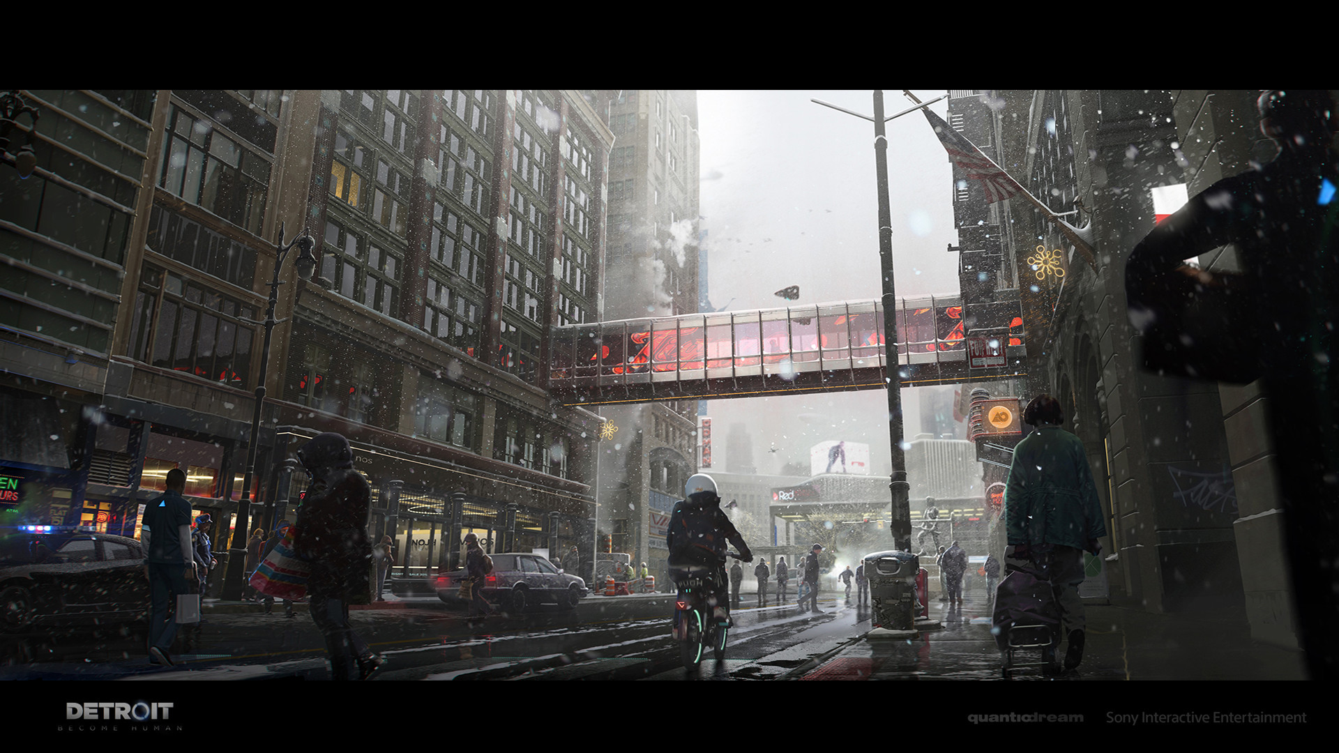 Antoine Boutin Detroit Become Human Concept Art Video Game Art Street Bicycle Detroit Become Human V 1920x1080