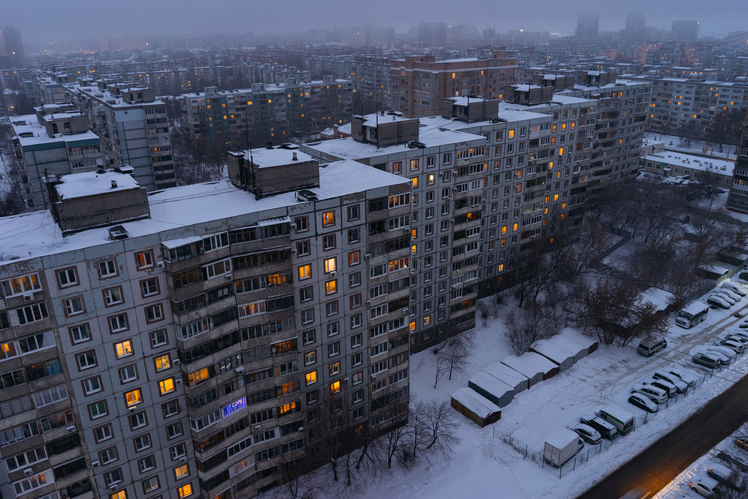 House City Russia Faded Grey Gloomy Trees Winter Snow Block Of Flats Slavic 2560x1707