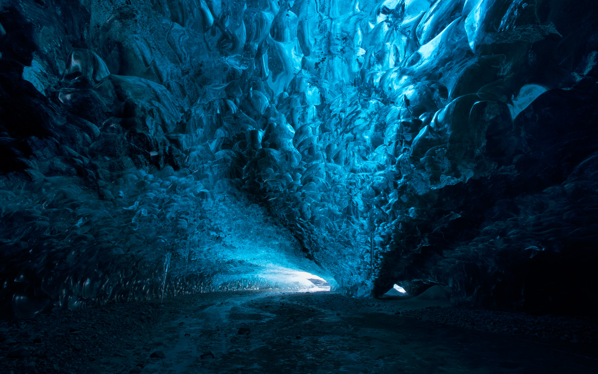 Cave Ice Blue Nature Icicle Dark Windows 10 Glaciers Cyan Gravel 1920x1200