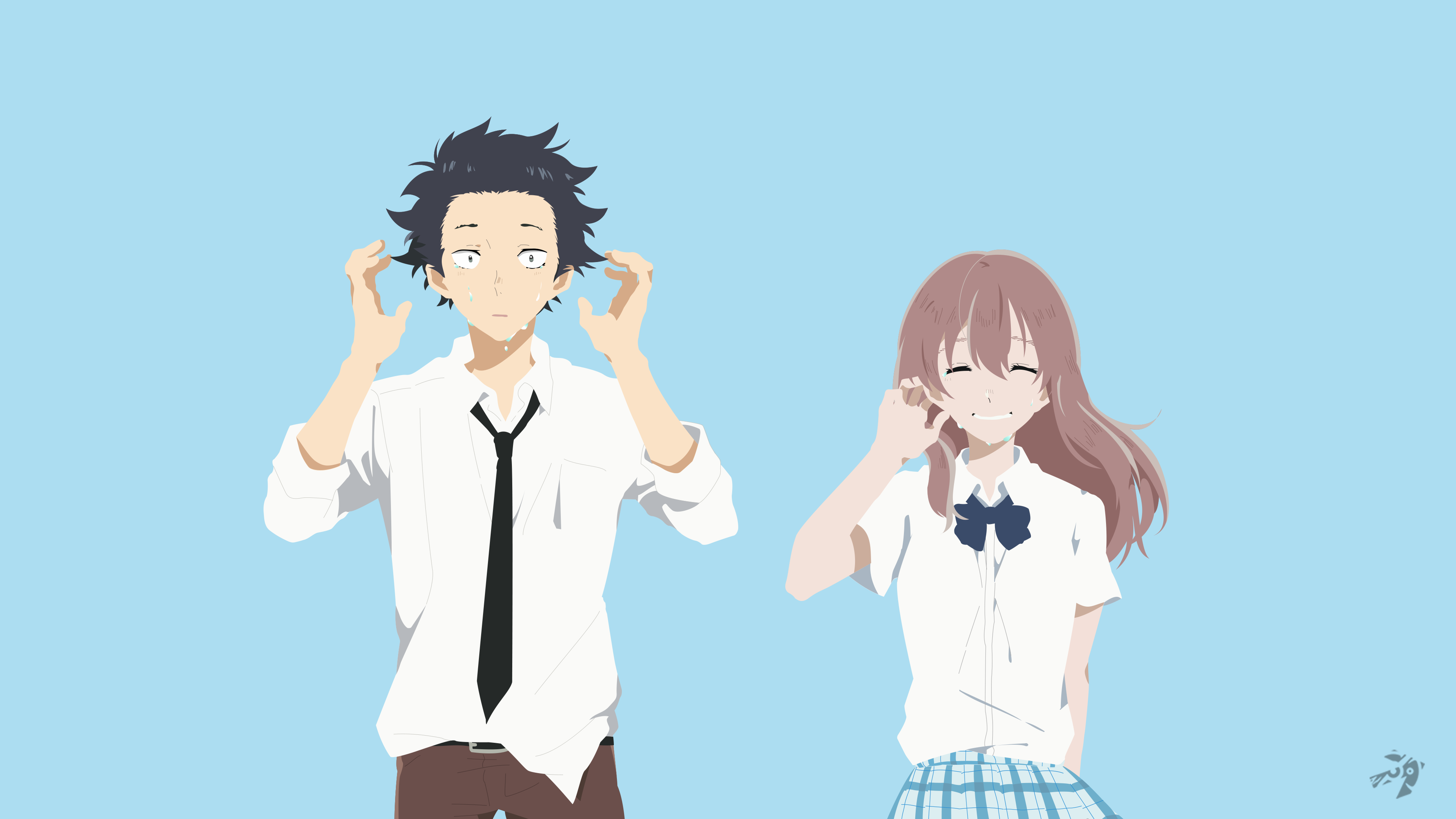 Koe No Katachi Ishida Sh Ya Nishimiya Sh Ko Anime Girls Anime Boys Blue Background 3840x2160