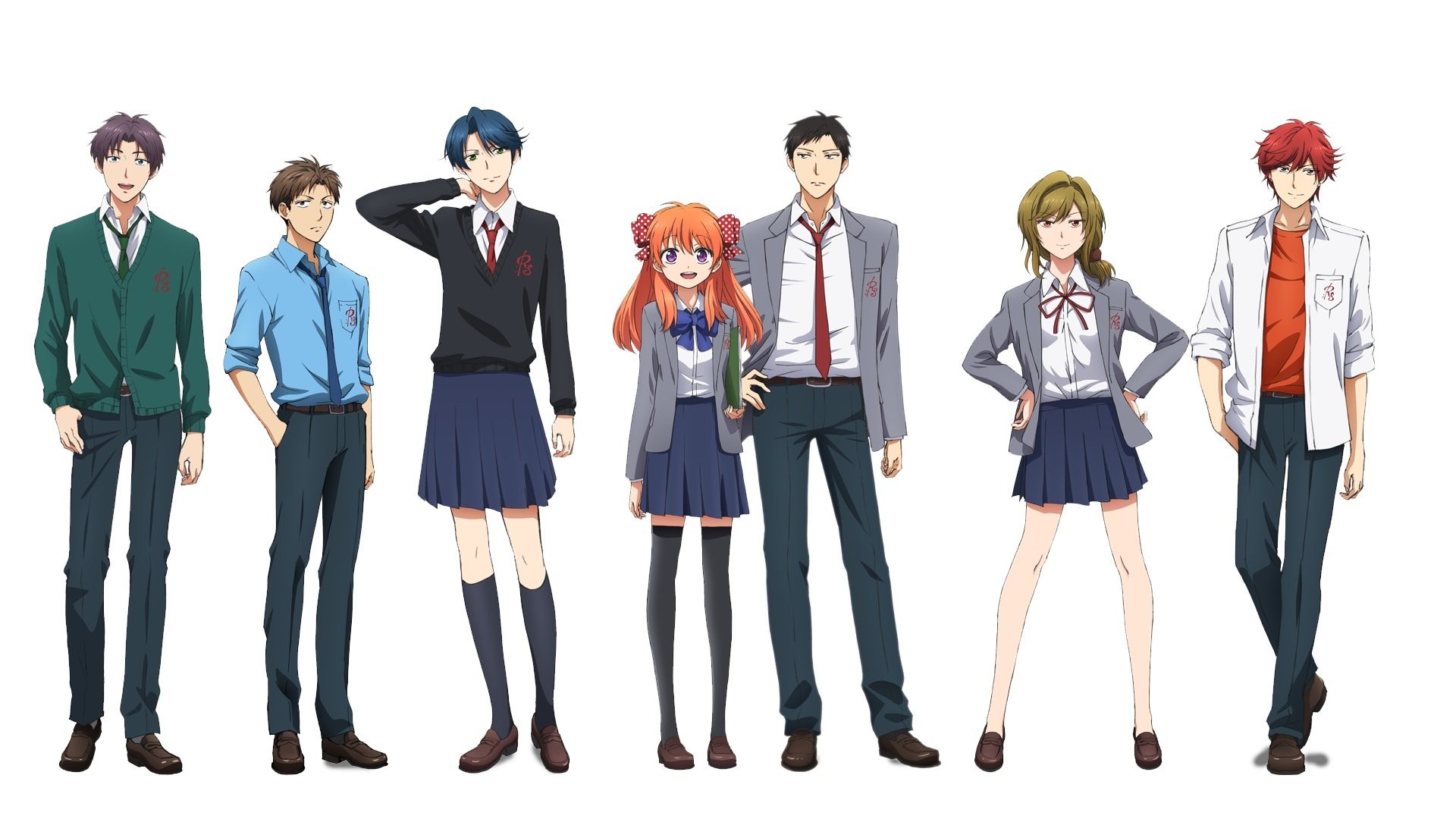 Gekkan Shoujo Nozaki Kun Anime Girls Anime Boys Simple Background 1920x1080