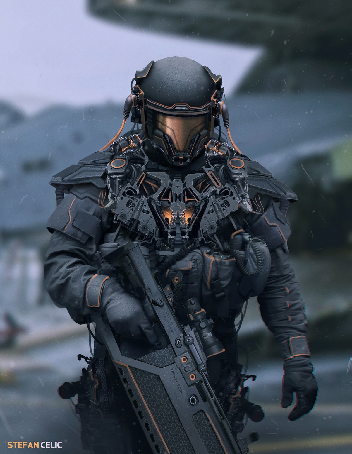 Soldier 3D Fantasy Art Military Weapon Futuristic Stefan Celic Elite 1203x1548
