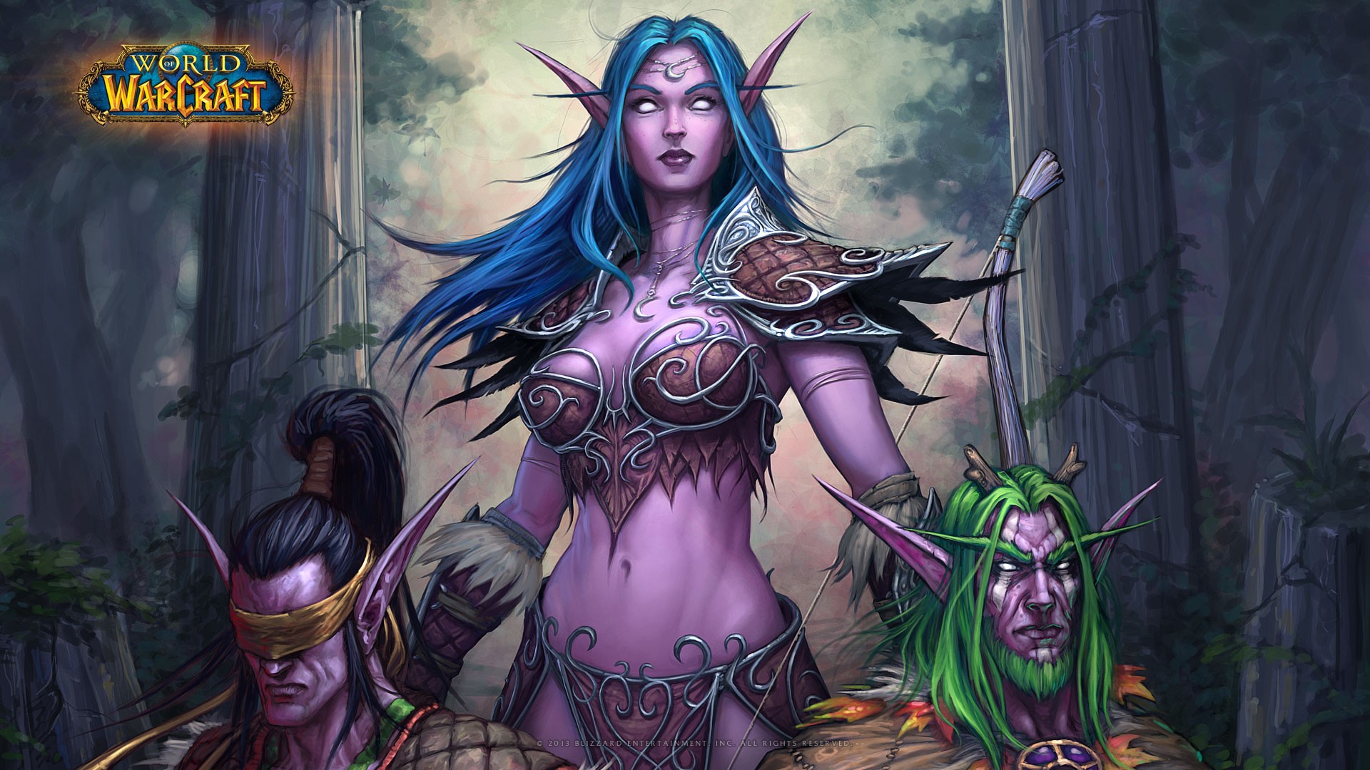Blizzard Entertainment Warcraft World Of Warcraft Tyrande Illidan Malfurion Fantasy Girl Video Games 1920x1080