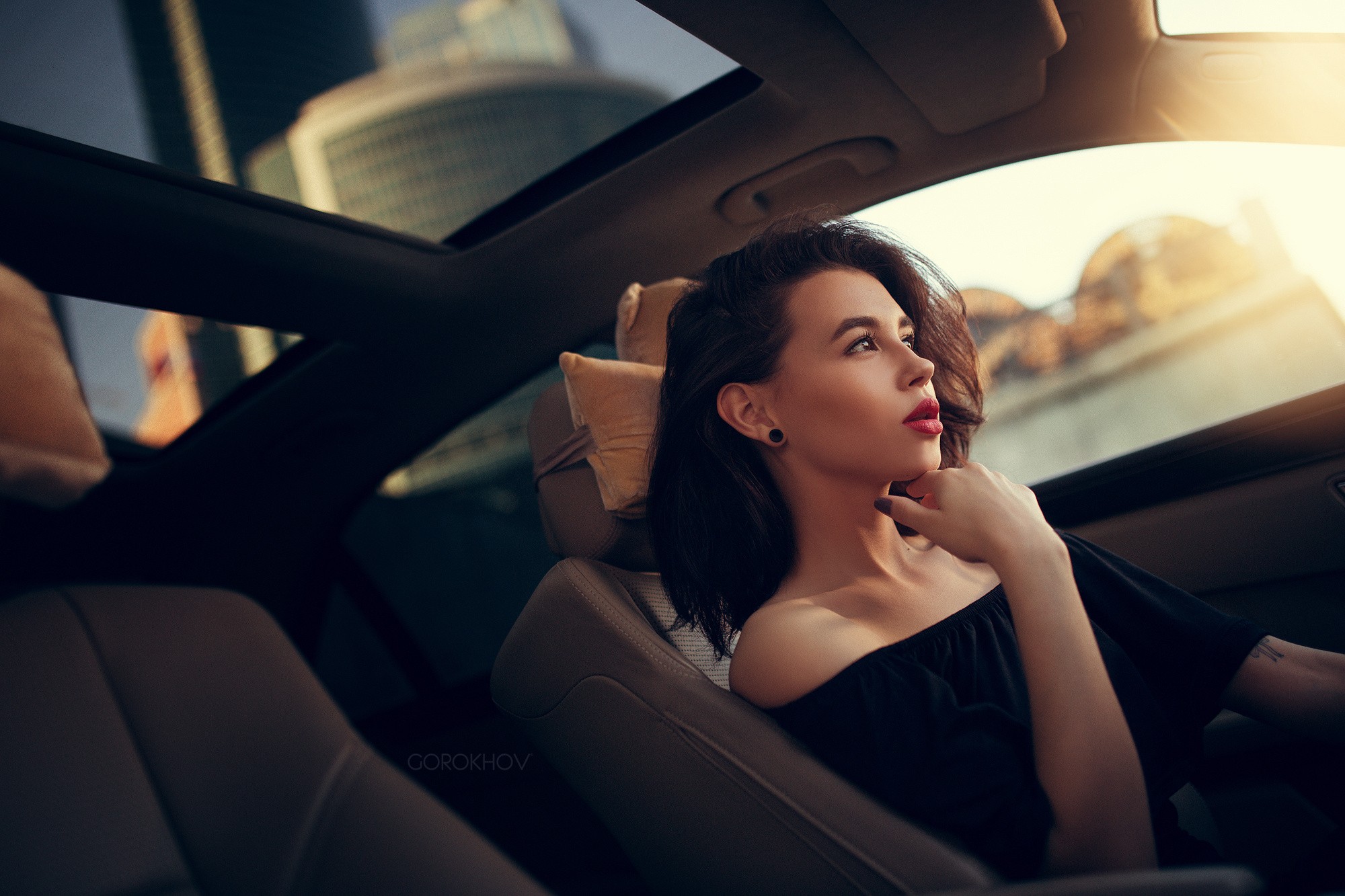 Ivan Gorokhov Women Brunette Red Lipstick Painted Nails Car Women With Cars Aliya Lando 2000x1333