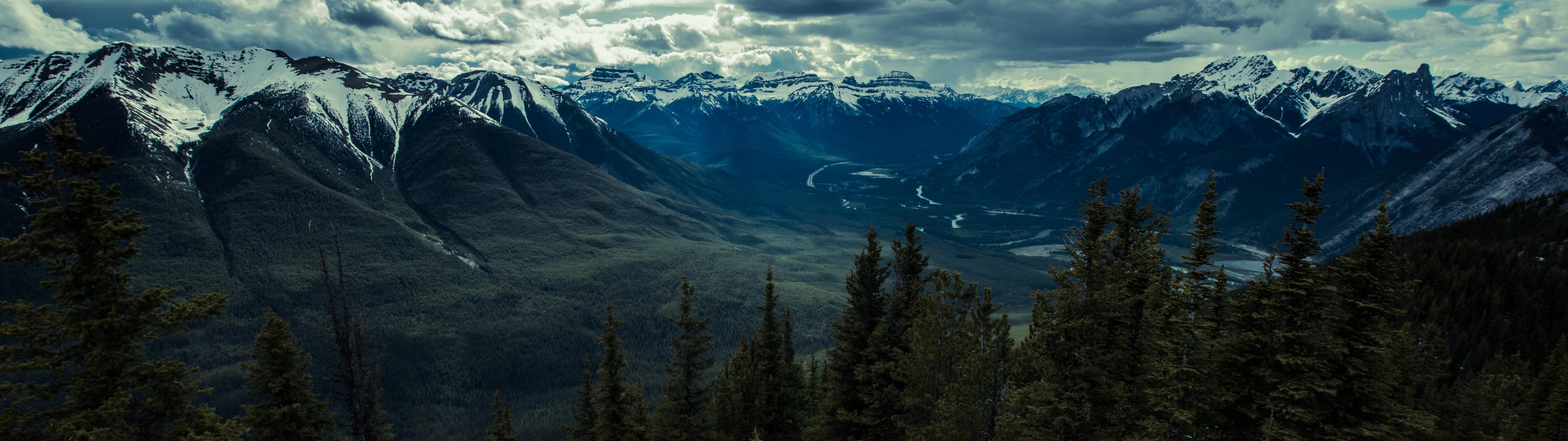 Landscape Forest Mountains Panoramas Banff Banff National Park Canada 3840x1080