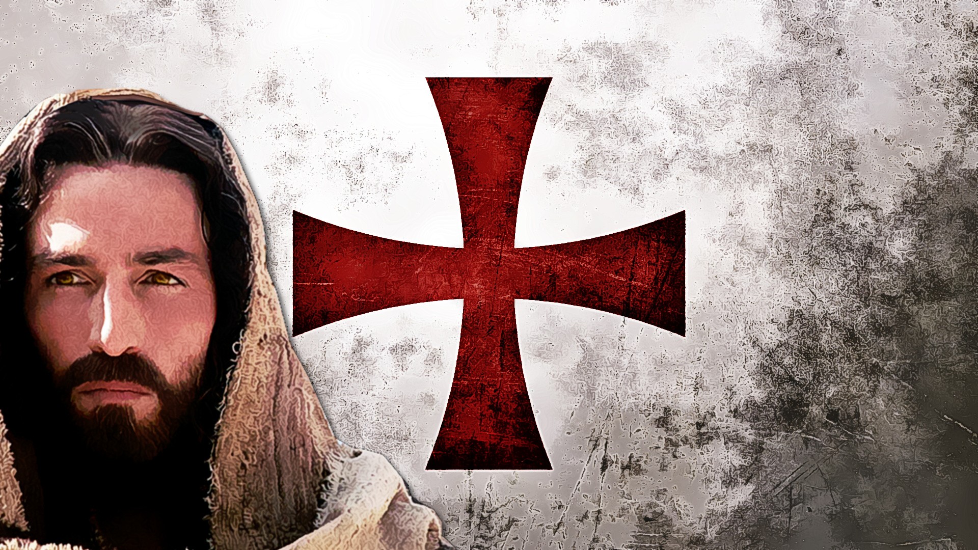 Jesus Christ Cross Flag Christianity Templar 1920x1080