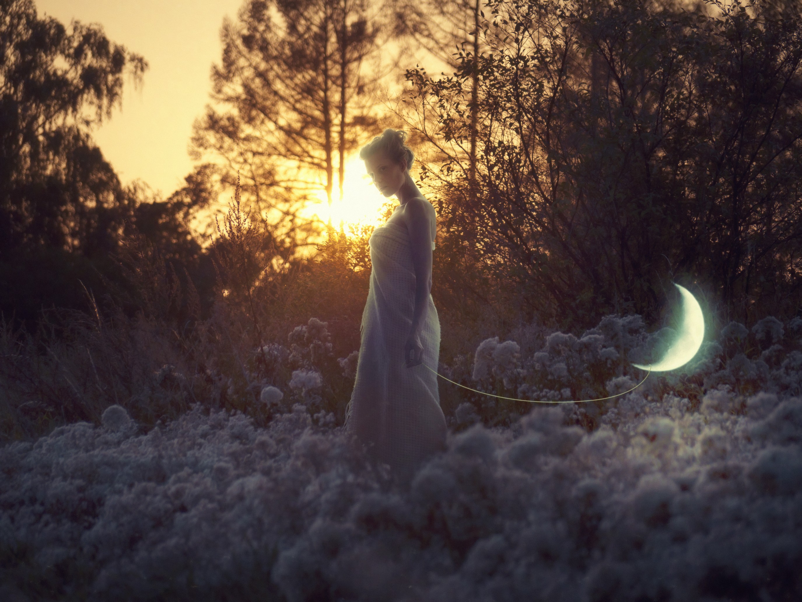 Fantasy Art Women Digital Art Women Outdoors Fairy Tale White Dress Mistery Strapless Dress Blonde B 2750x2063