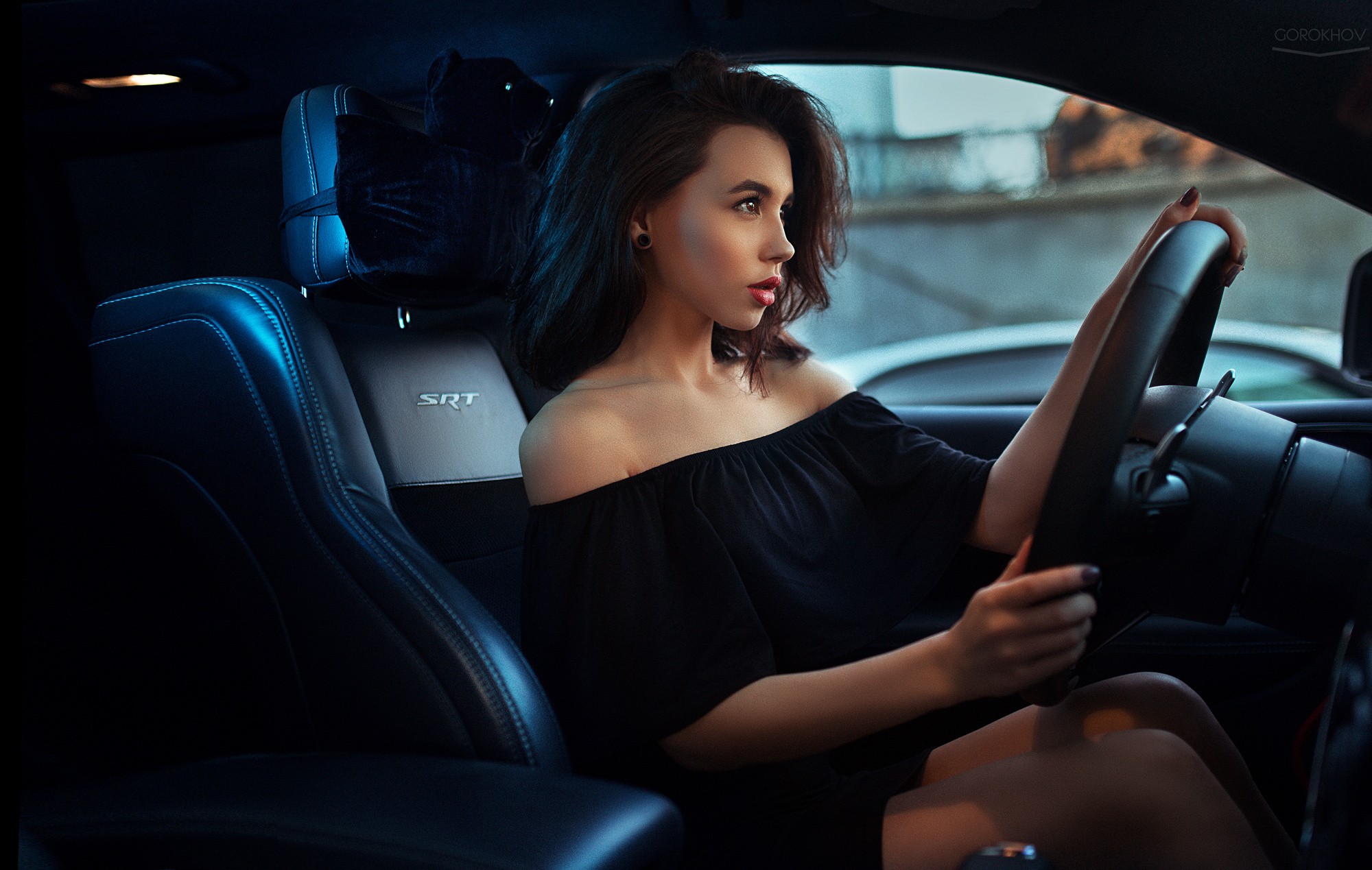 Ivan Gorokhov Women Brunette Dress Black Dress Car Women With Cars Aliya Lando Car Interior Women Wi 2000x1269