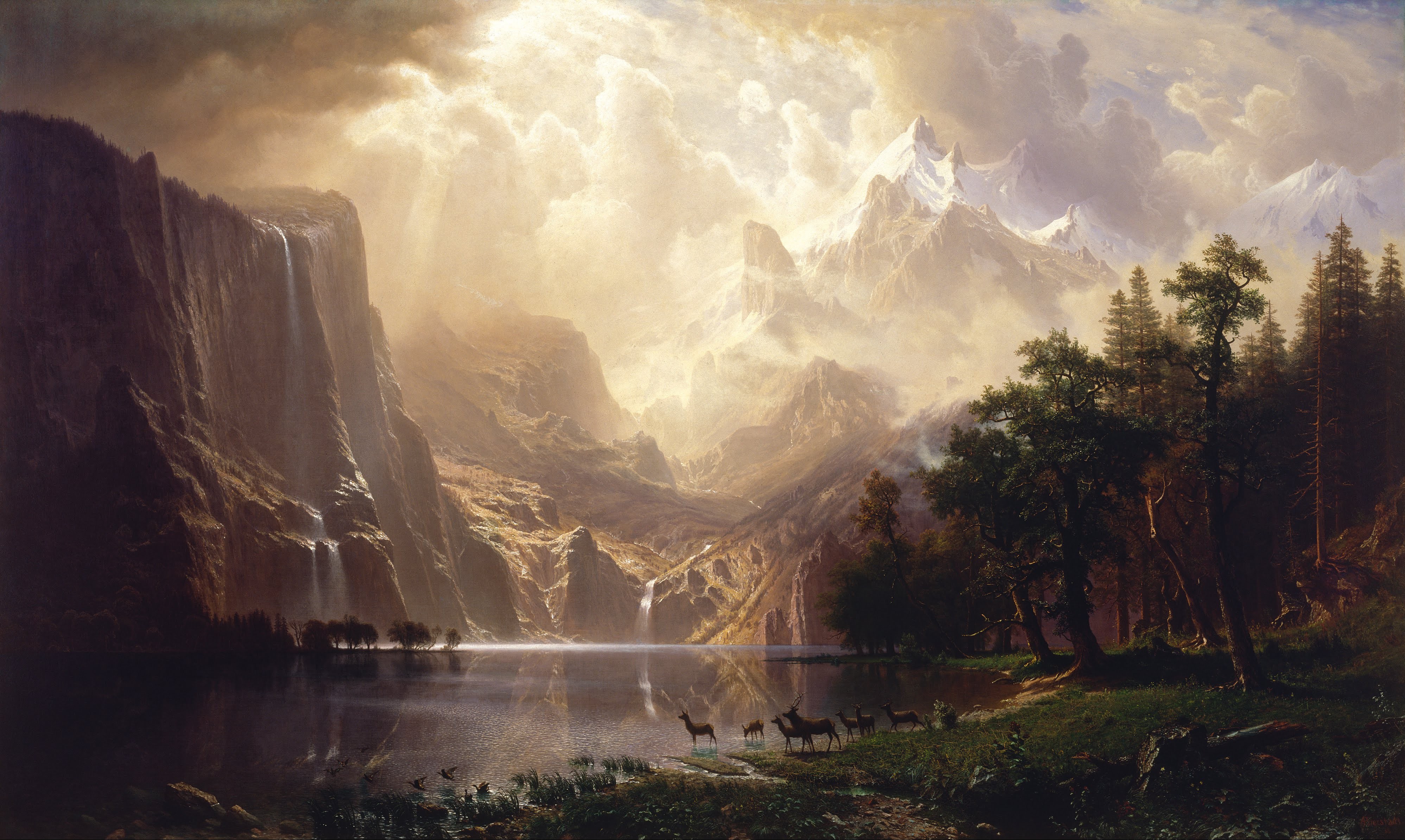 Painting Landscape Mountains Clouds Artwork Albert Bierstadt Wilderness 3993x2387