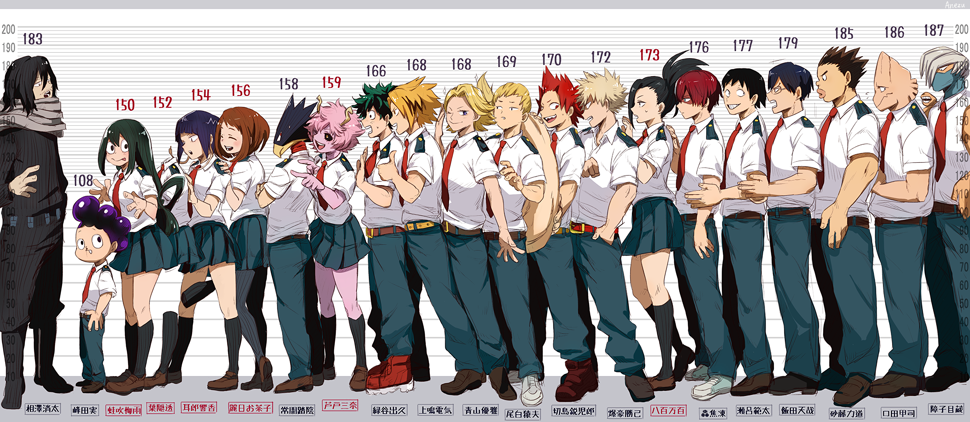 Shouto Todoroki Izuku Midoriya Katsuki Bakugou Ochaco Uraraka Minoru Mineta Eijiro Kirishima Tsuyu A 3400x1480