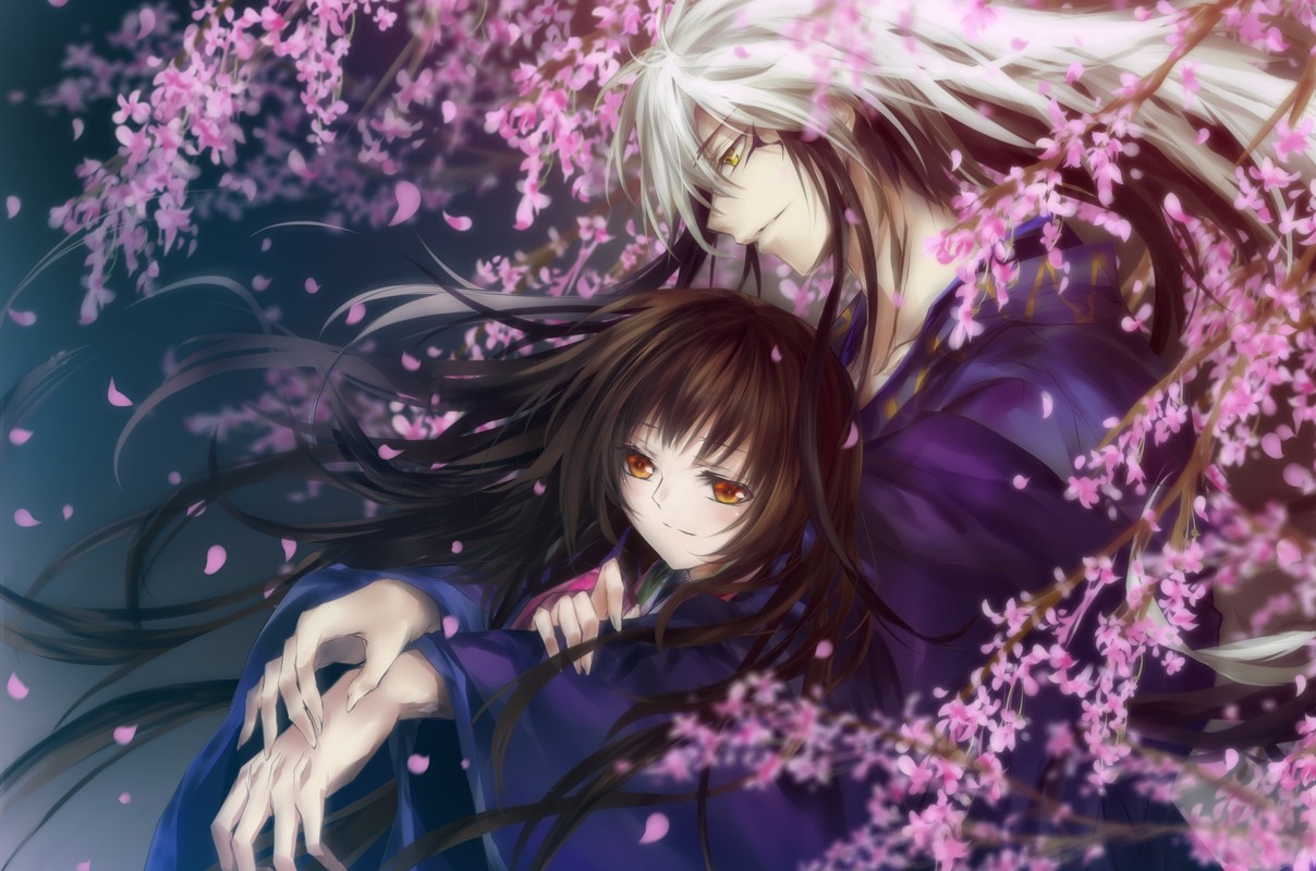 Nura Rikuo Nurarihyon No Mago Anime Girls Anime Boys Cherry Blossom 1208x800