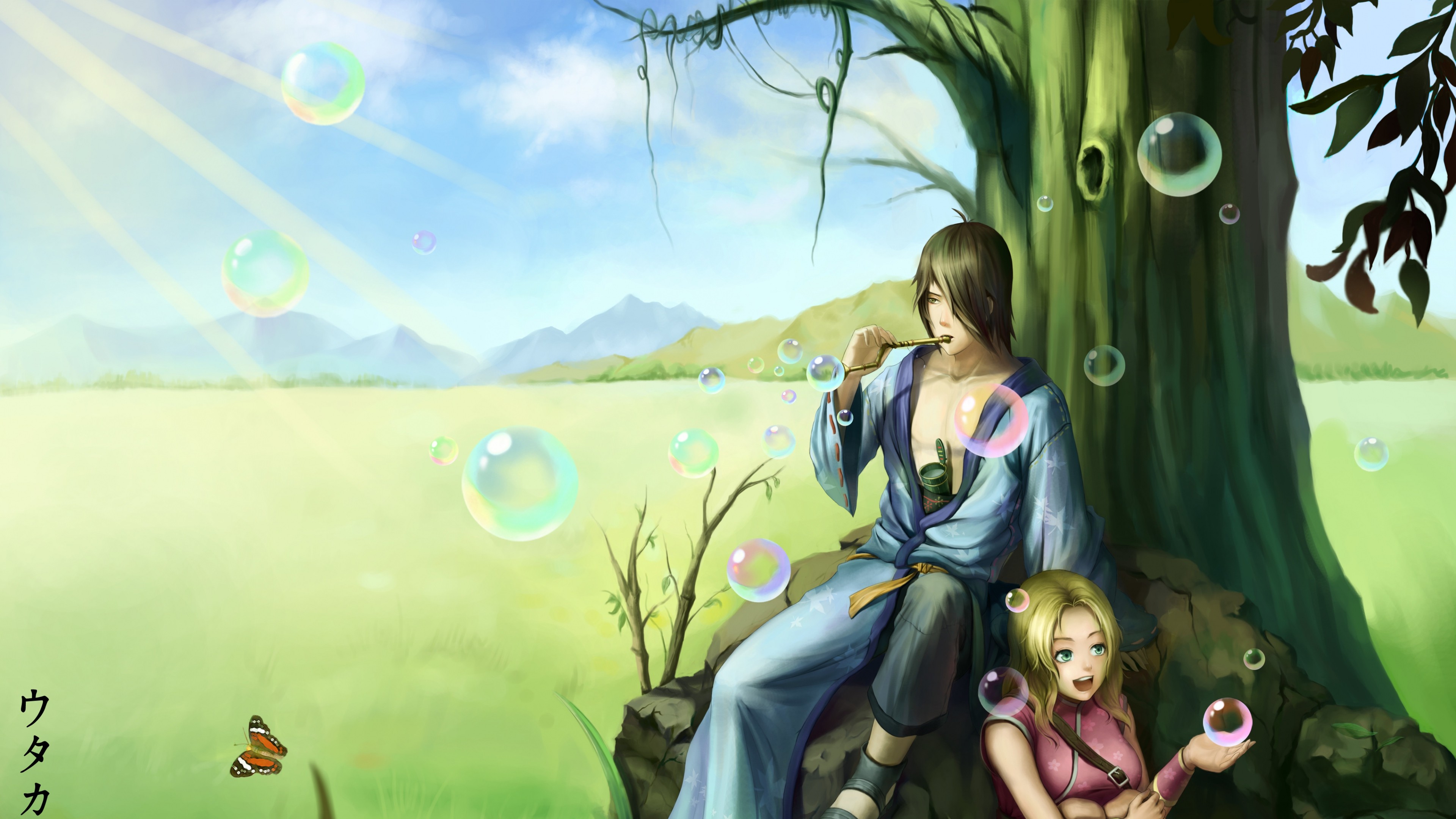 Fantasy Art Naruto Shippuuden Jinchuuriki Bubbles Butterfly 3840x2160