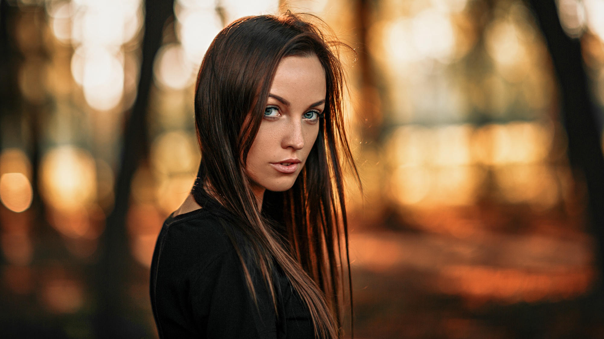 Portrait Face Women Brunette Long Hair Aleksandr Kurennoi 2000x1125