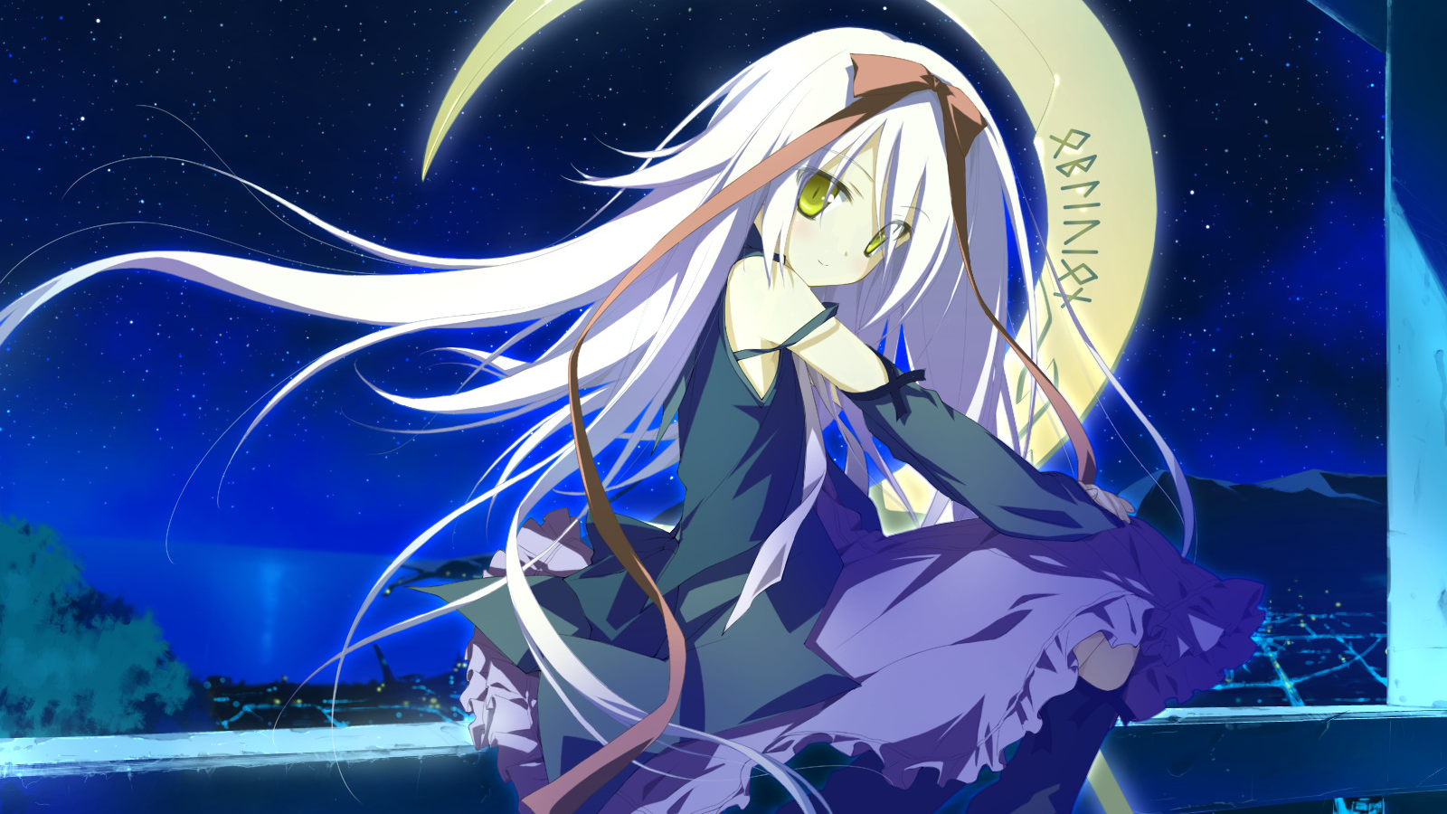 Anime Anime Girls Hoshizora No Memoria Mare S Ephemeral Night Green Eyes 1600x900