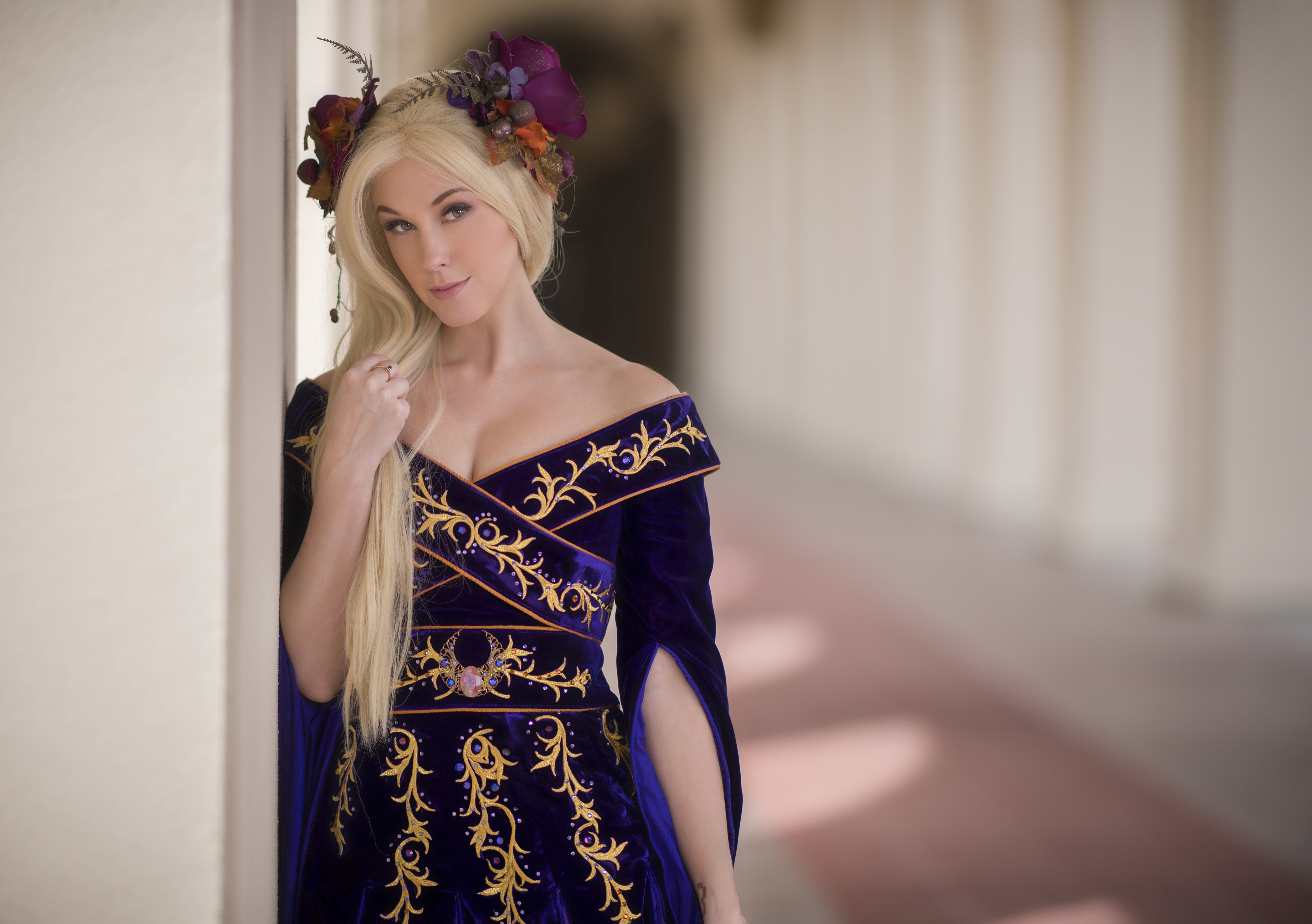 Fantasy Girl Purple Clothing Women Blonde Queen Royalty 4278x3012