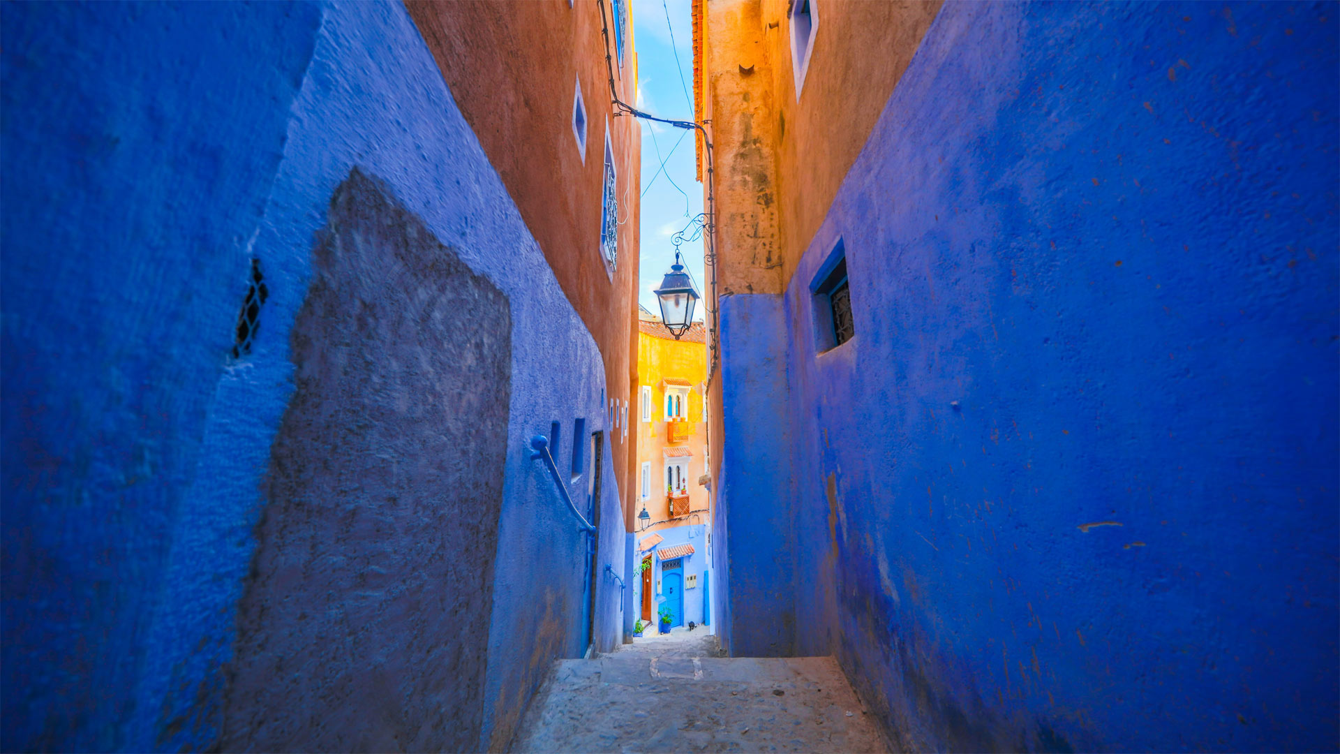 Morocco City Building Street Blue Alleyway 1920x1080