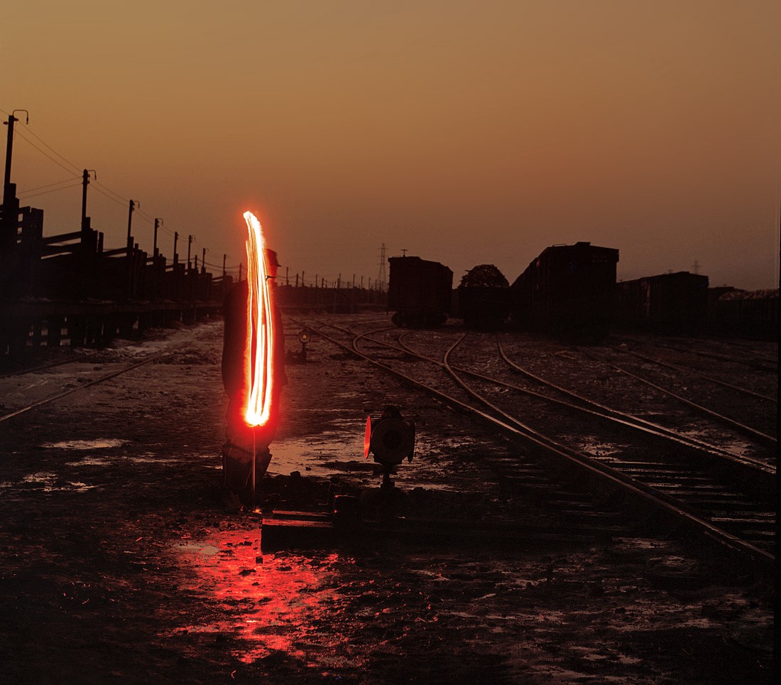 Train Station Dusk Railway Flame Painter Orange Sky 1100x964