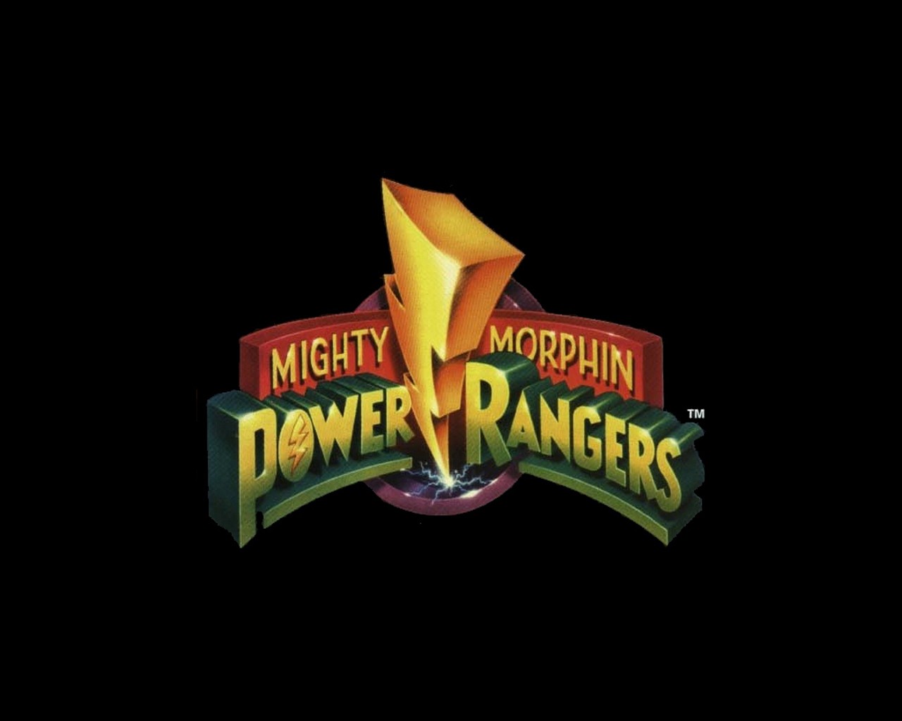 Power Rangers Mighty Morphin Power Rangers Tv Series TV Logo Nostalgia Lightning Black Background 1280x1024