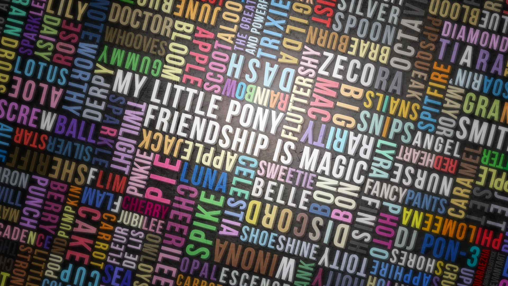 Mural My Little Pony Typography Colors 1920x1080