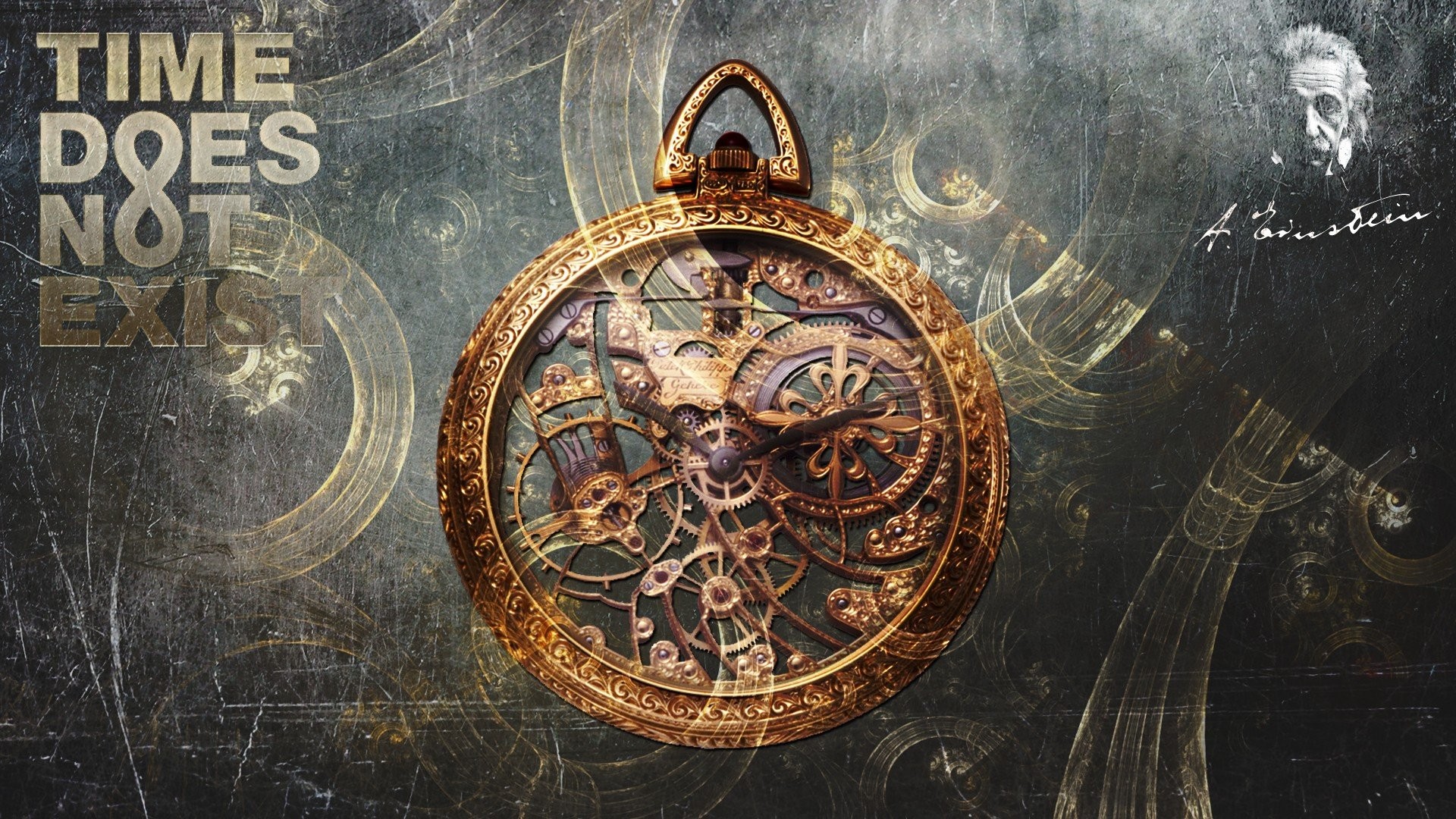 Artwork Fantasy Art Time Clocks Clockwork Pocketwatches Albert Einstein 1920x1080