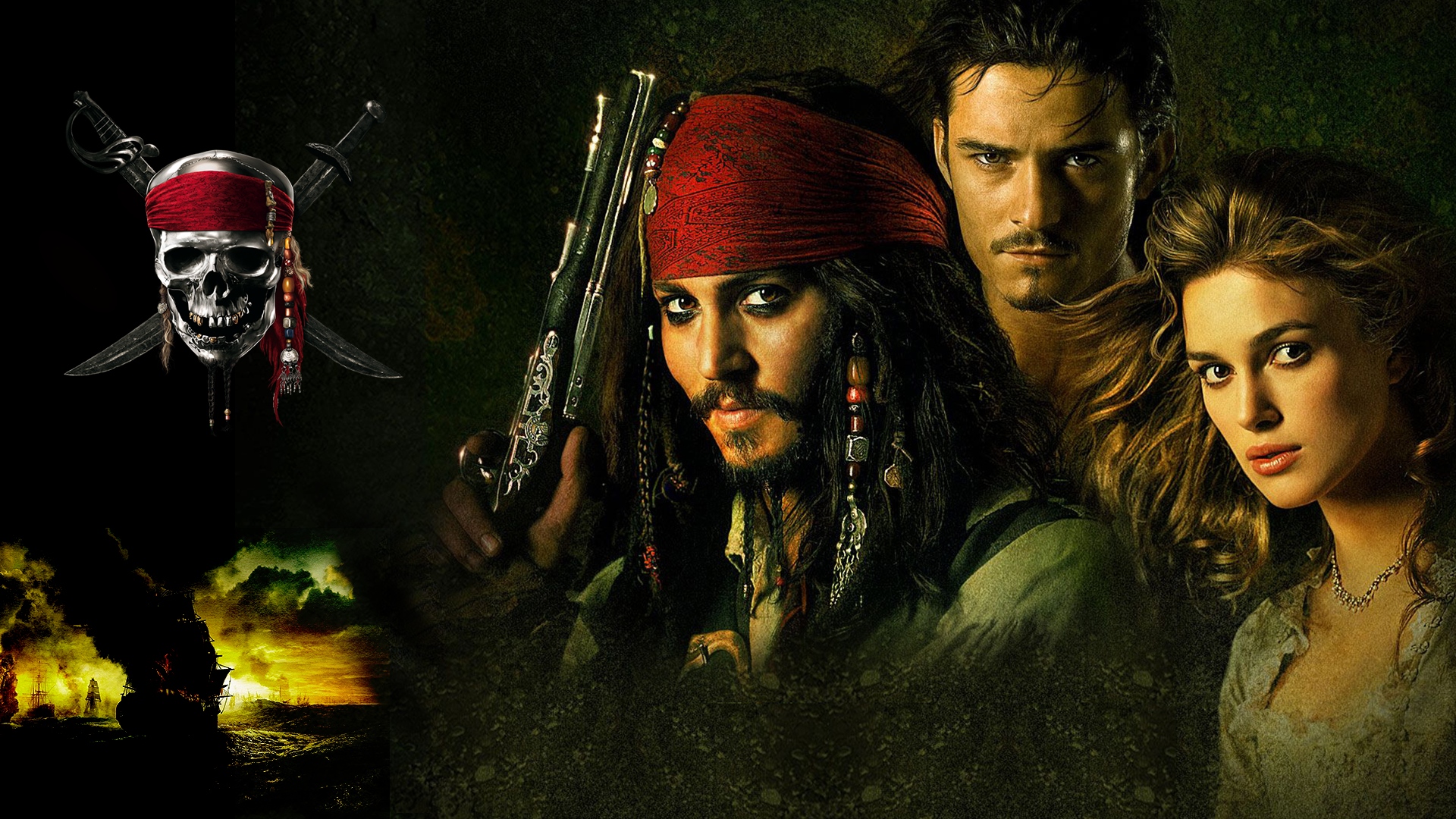 Elizabeth Swann Jack Sparrow Johnny Depp Keira Knightley Orlando Bloom Will Turner 1920x1080