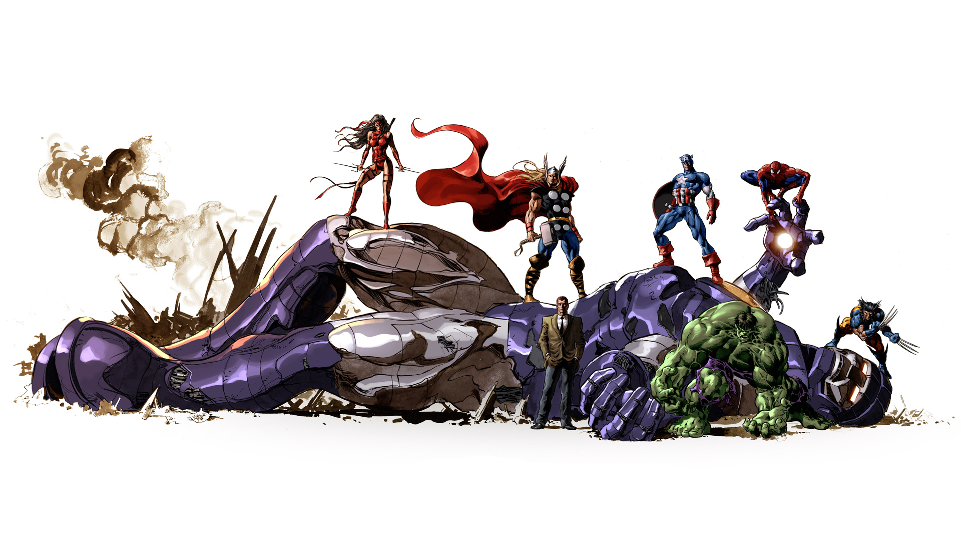 Thor Captain America Hulk Spider Man Wolverine Marvel Comics Elektra Marvel Comics Sentinel Marvel C 1920x1080