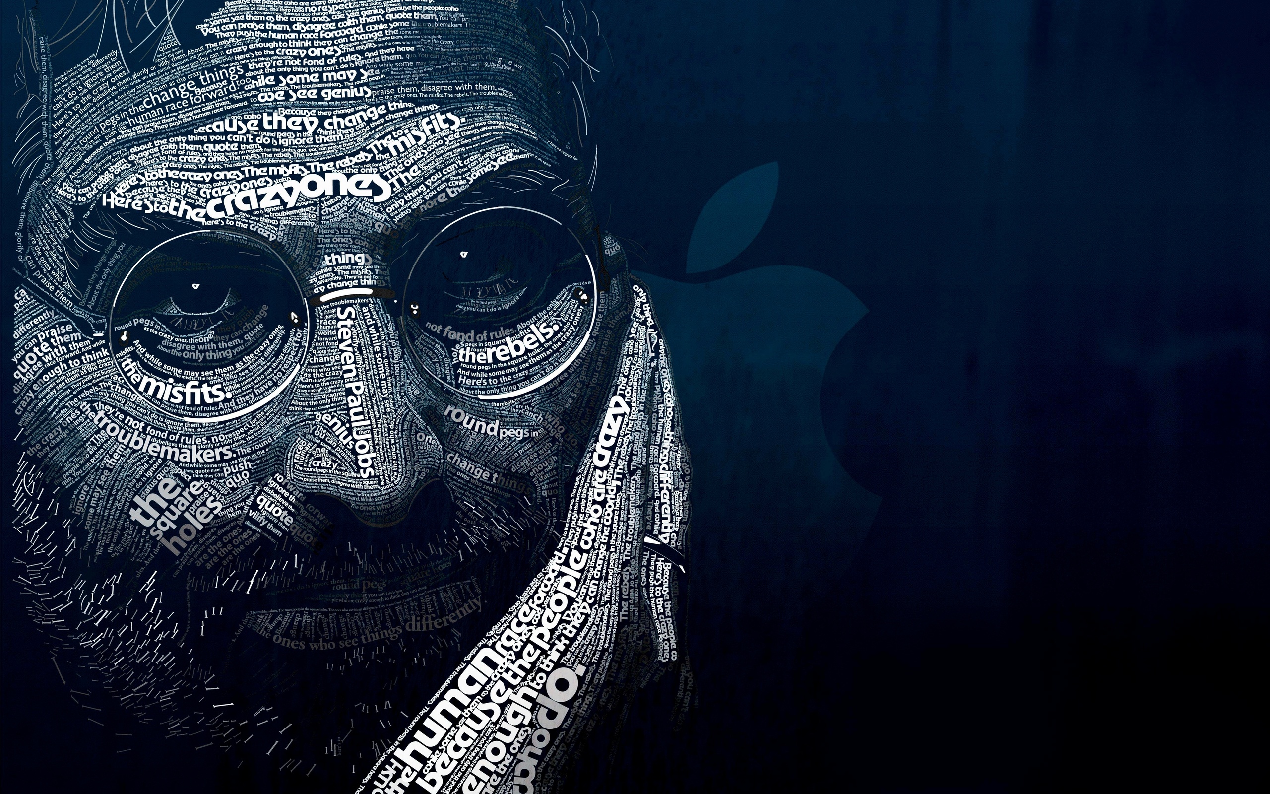 Celebrity Artistic Face Typography Steve Jobs Apple Inc 2560x1600