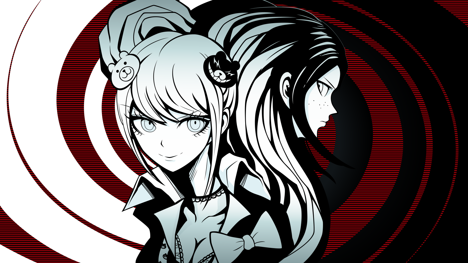 Junko Enoshima Twintails Black Amp White Video Game Anime Danganronpa 1920x1080