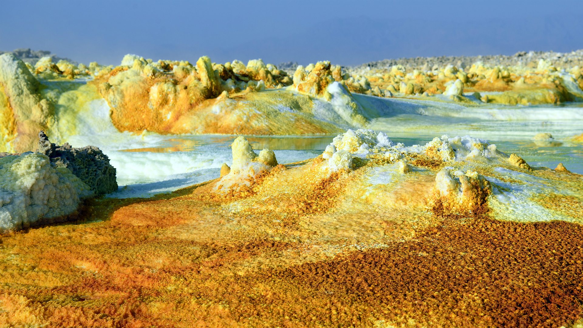 Nature Landscape Ethiopia Desert Danakil Desert Sulphur Salt Salt Lakes Yellow 1920x1080