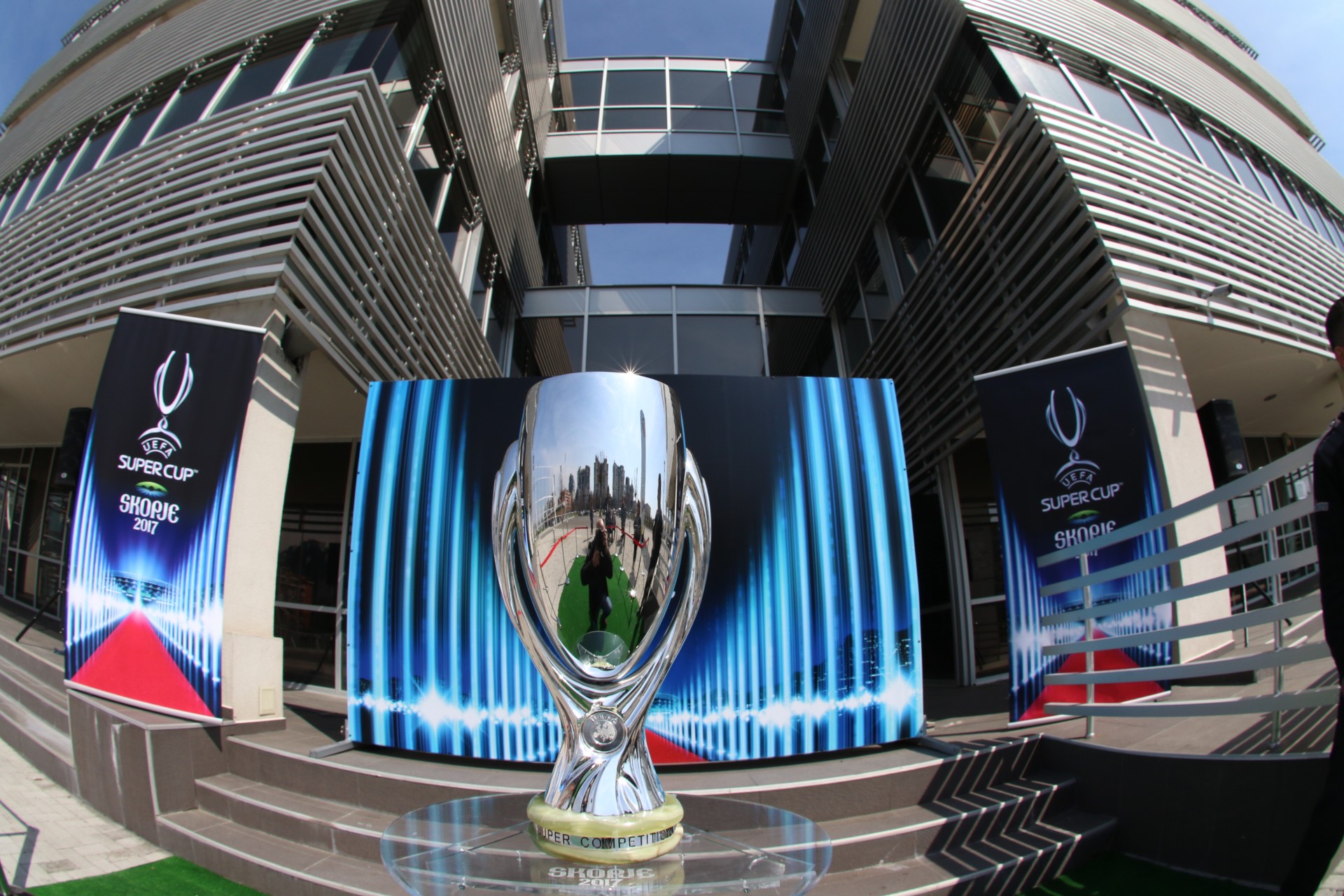 Building Soccer UEFA Trophy Macedonia Fisheye Lens Reflection Modern 2017 Year Photography Photograp 1920x1280