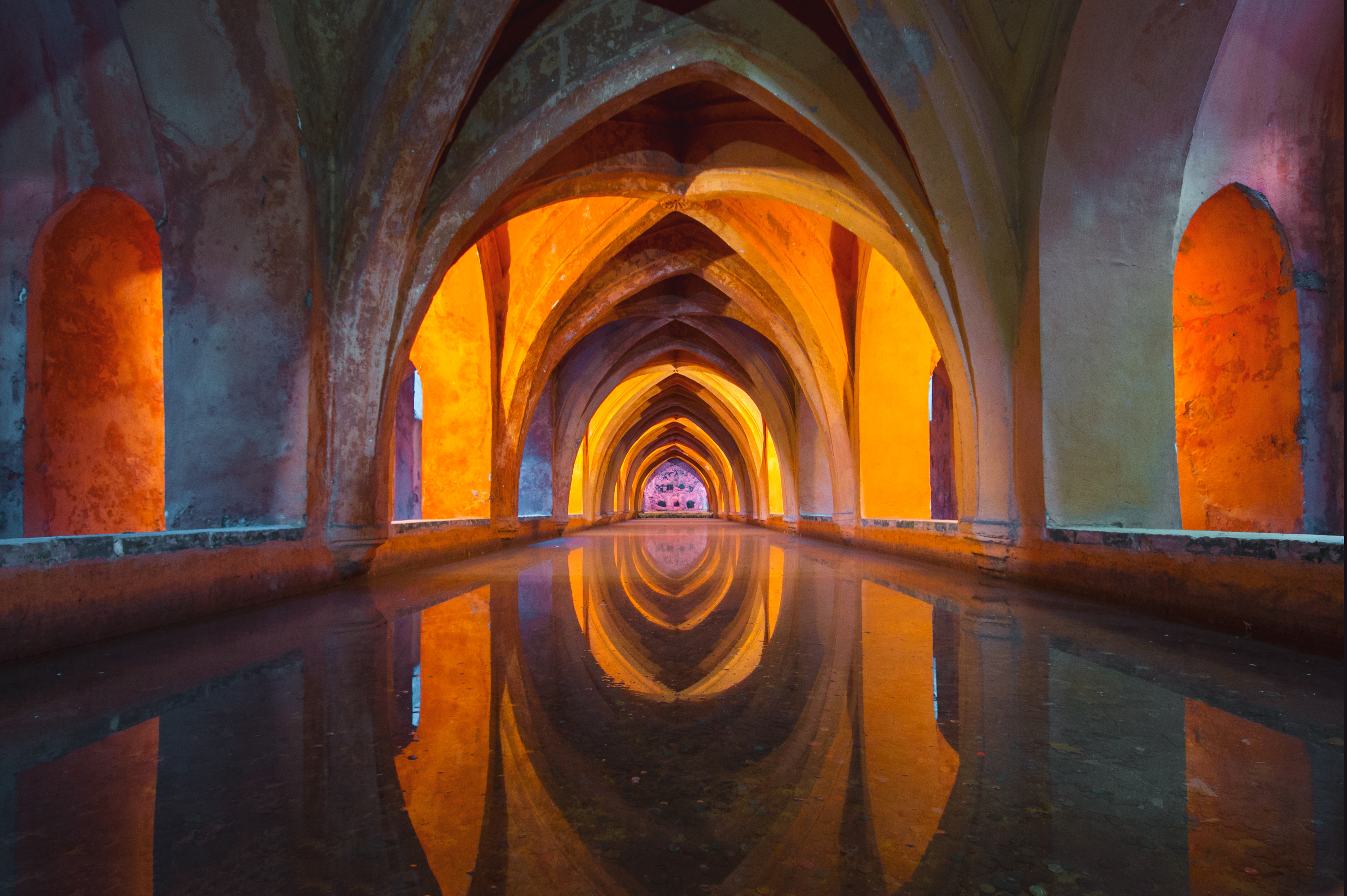 Architecture Arch Reflection Water Seville 4000x2661