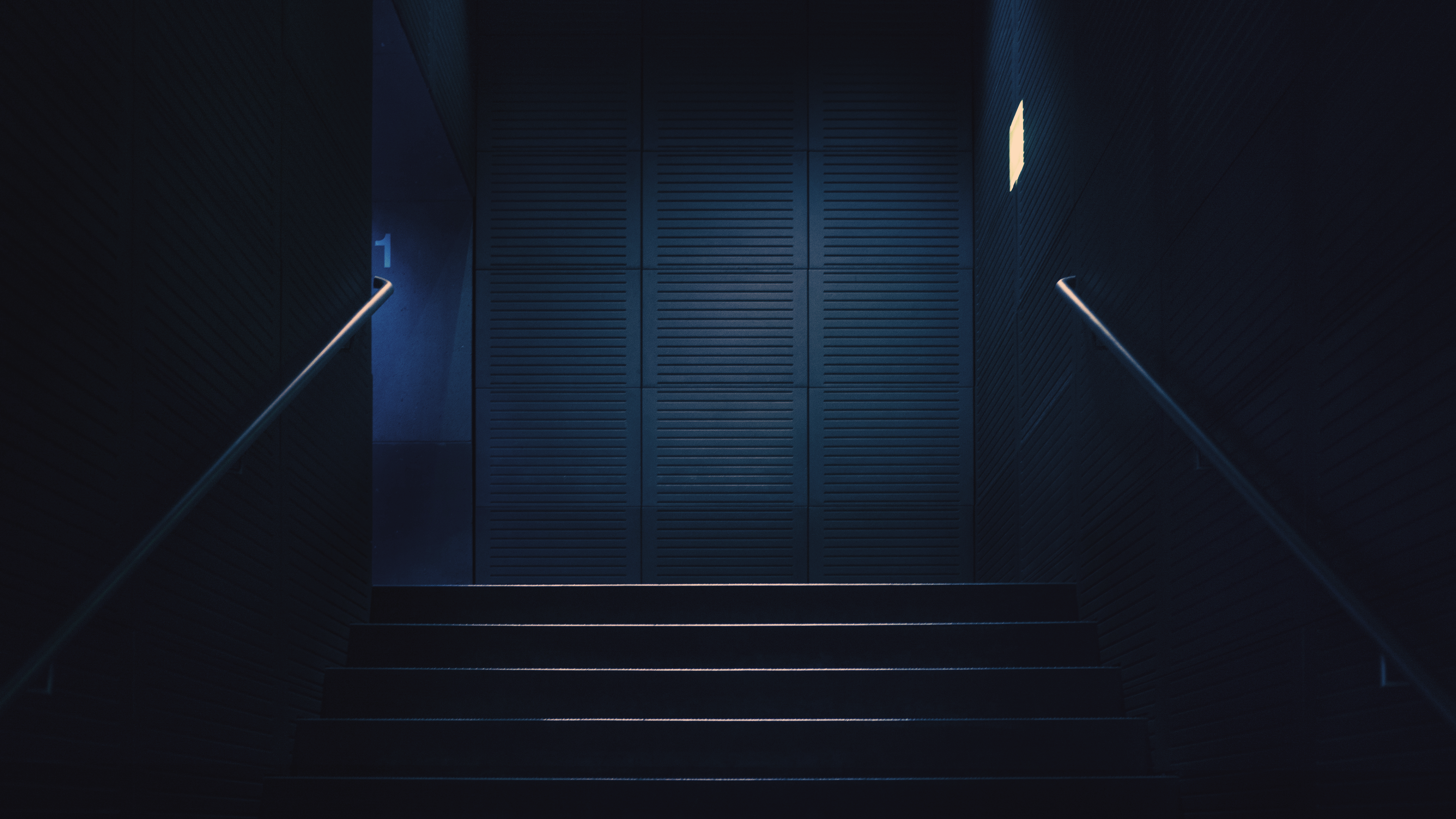 Stairway Blue Dark Lights Handrail Stairs Numbers 3840x2160