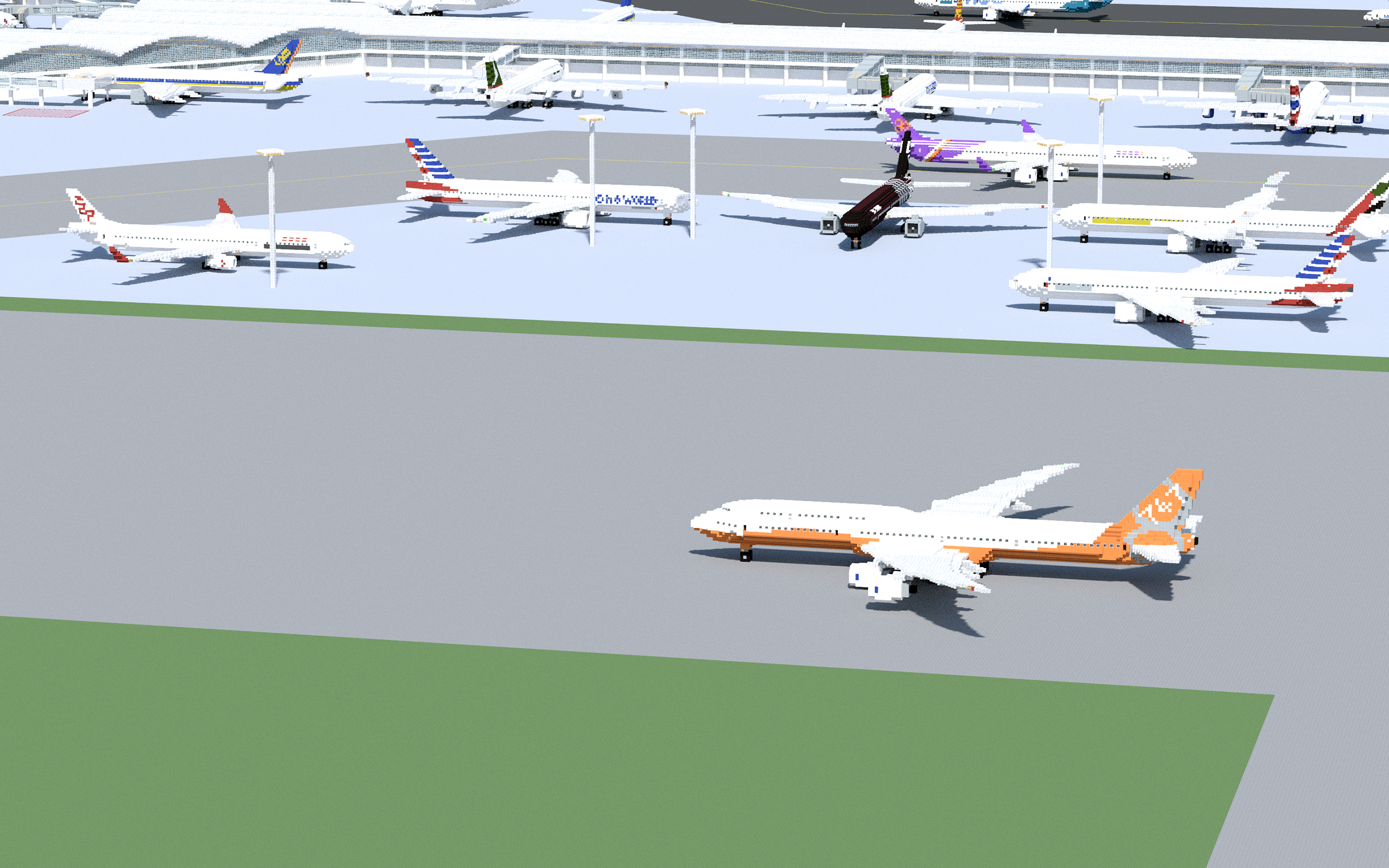 Aircraft Airplane Boeing 747 3D Blocks Airport 2560x1600